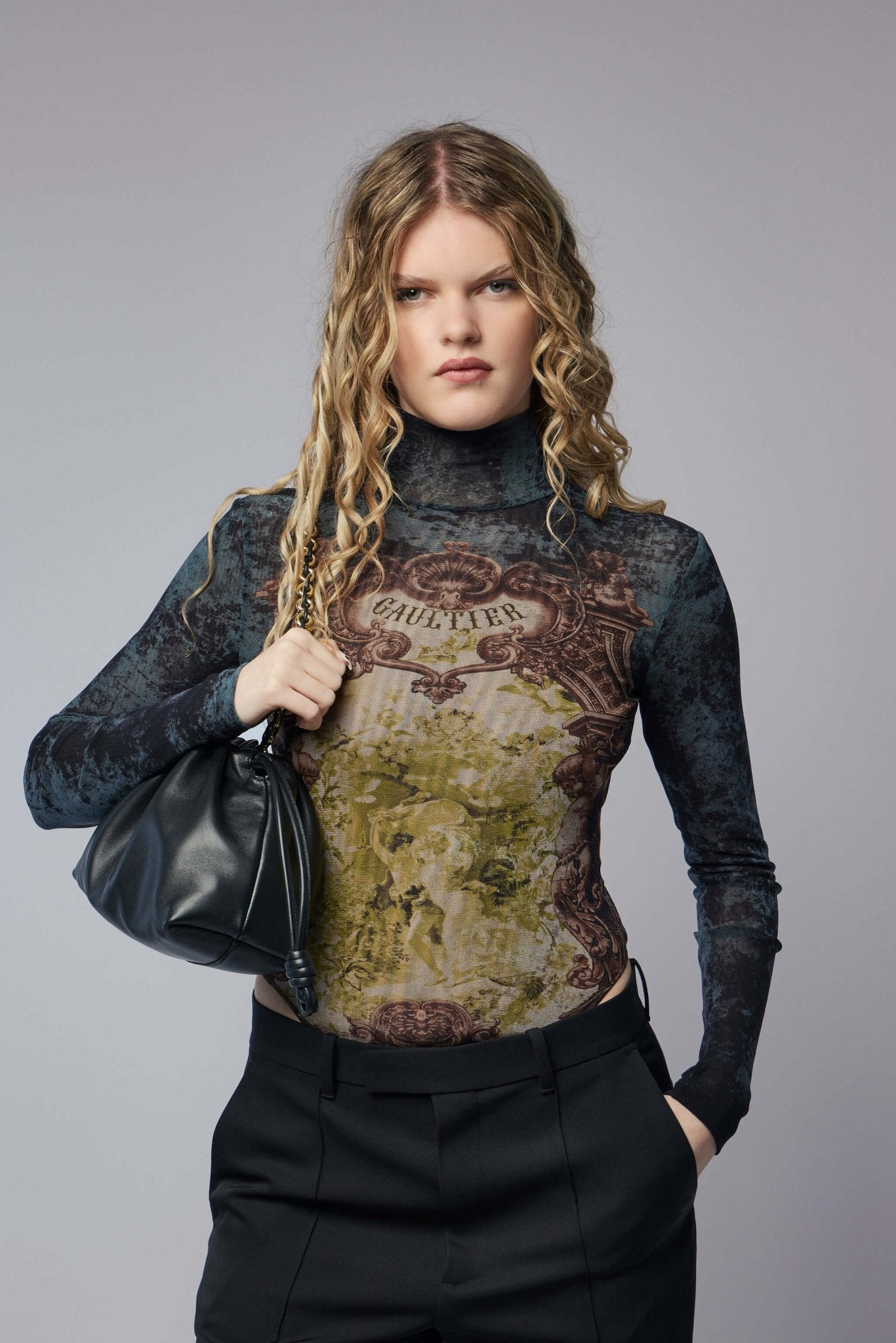 Jean Paul Gaultier - Mesh Body with Open Back Printed Medaillon - LABELS