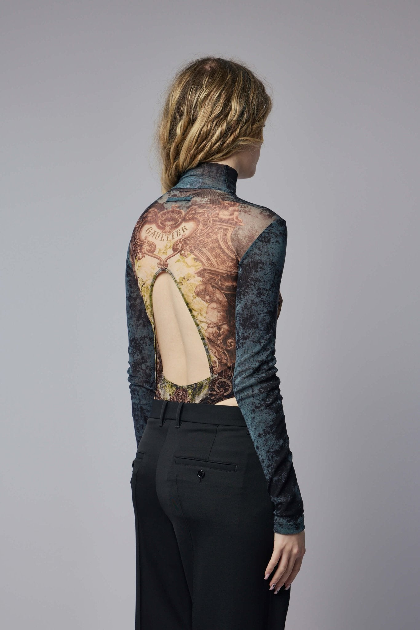 Jean Paul Gaultier - Mesh Body with Open Back Printed Medaillon - LABELS