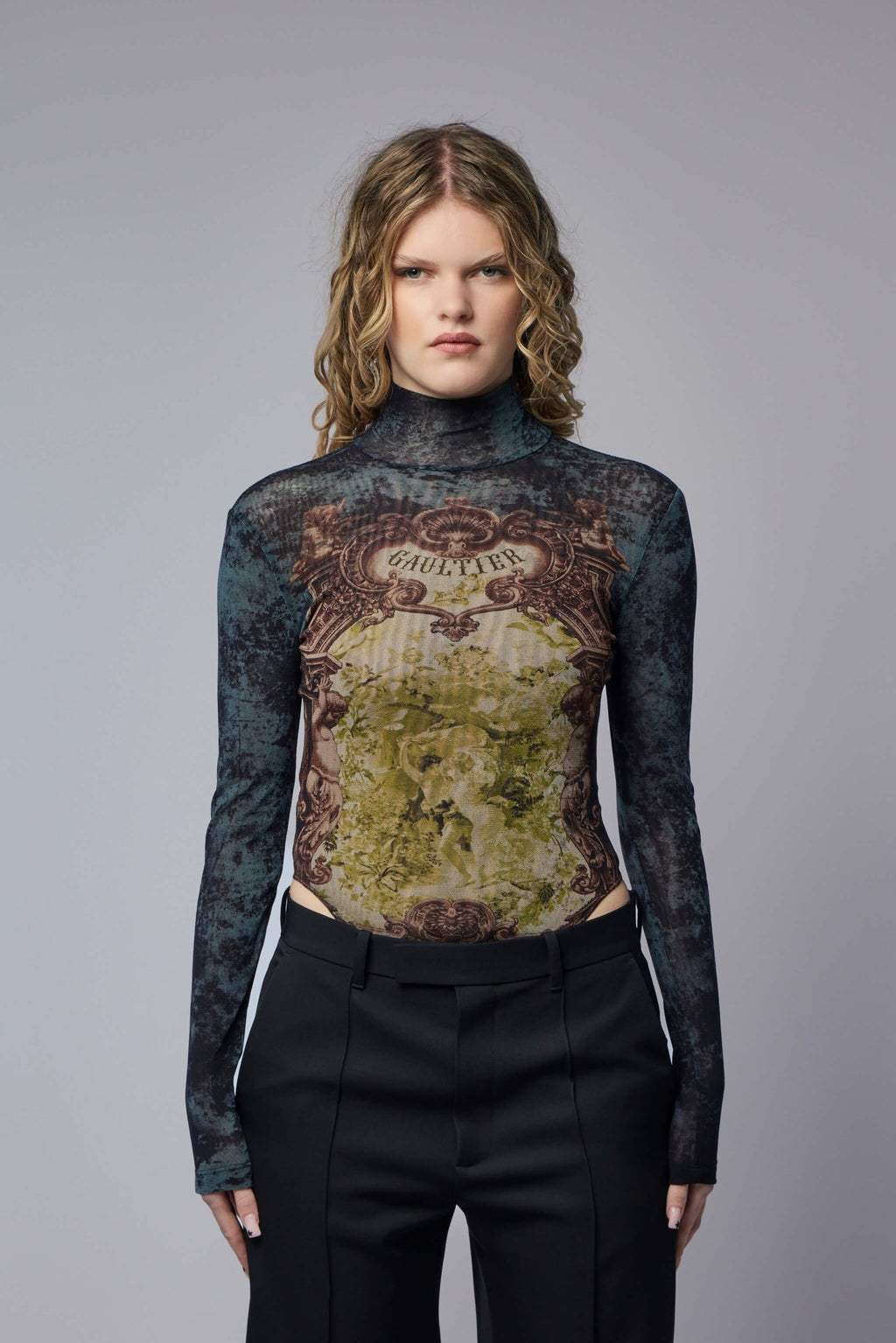 Jean Paul Gaultier - Mesh Body with Open Back Printed Medaillon - LABELS