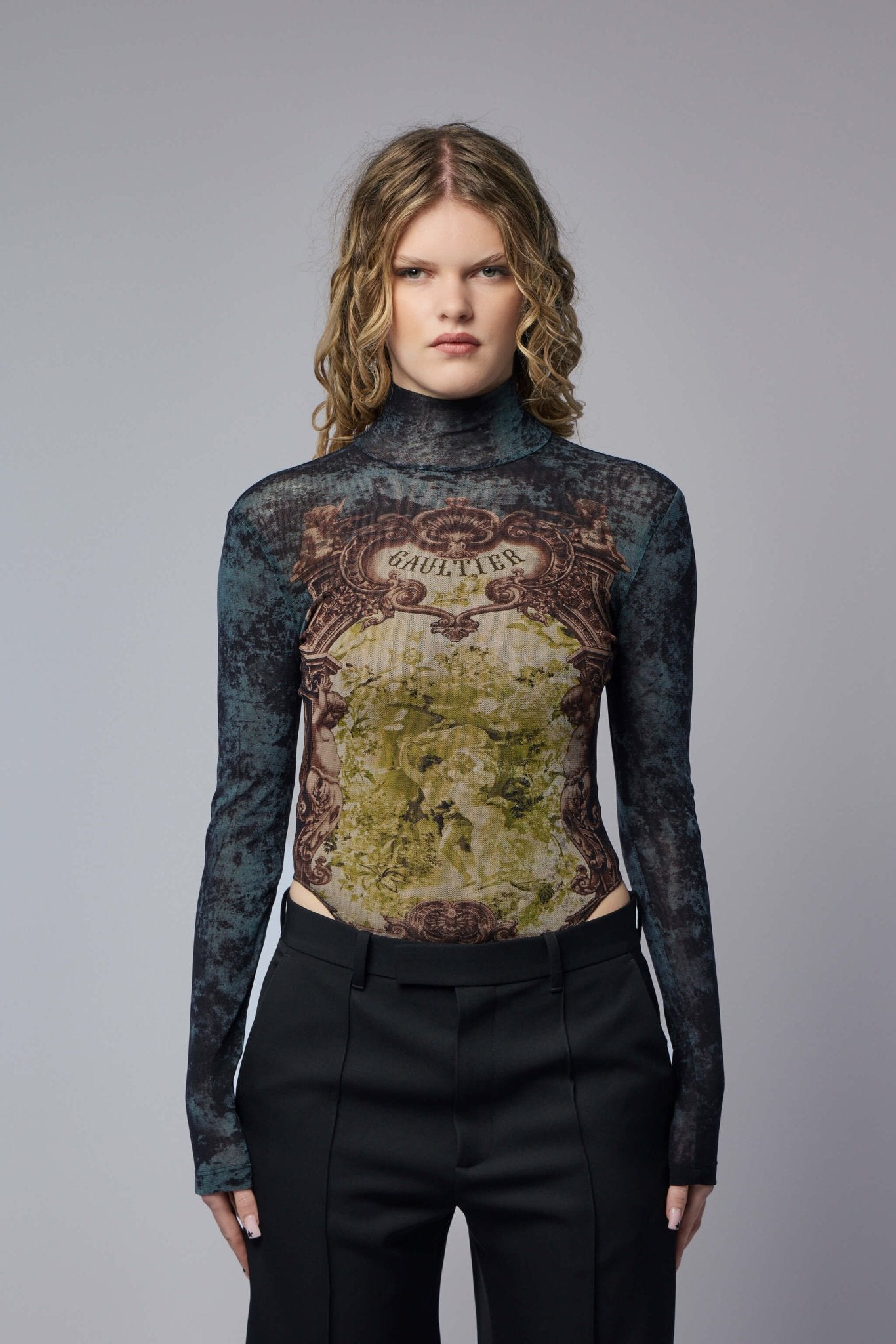 Jean Paul Gaultier - Mesh Body with Open Back Printed Medaillon - LABELS