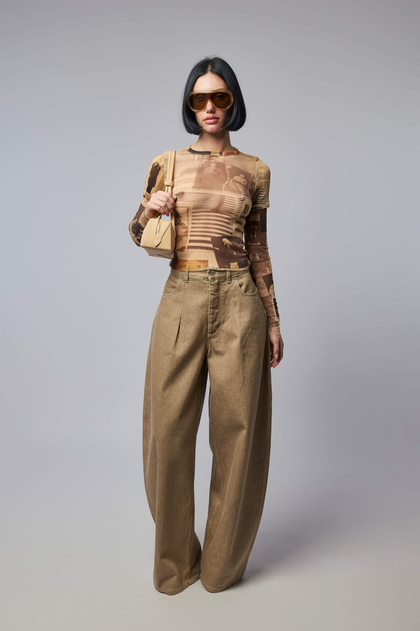 Jean Paul Gaultier - Mesh Double Sleeves Baby Tee Printed "journal" - LABELS