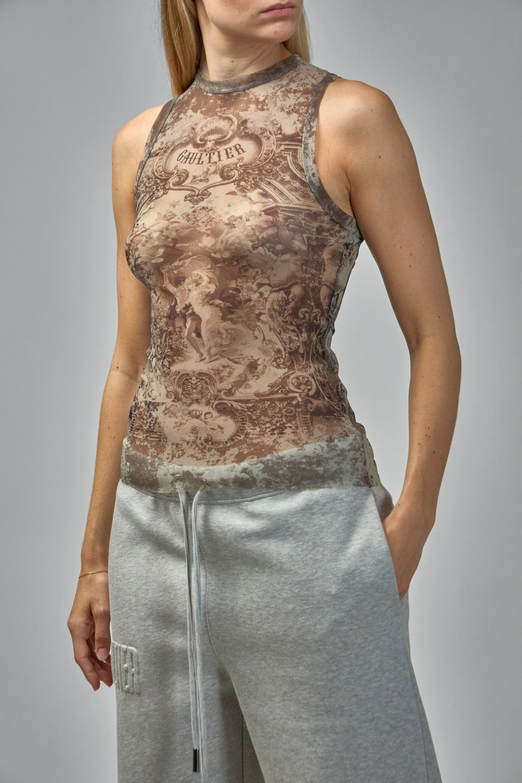 Jean Paul Gaultier - Mesh Printed Médaillon Tank Top - LABELS