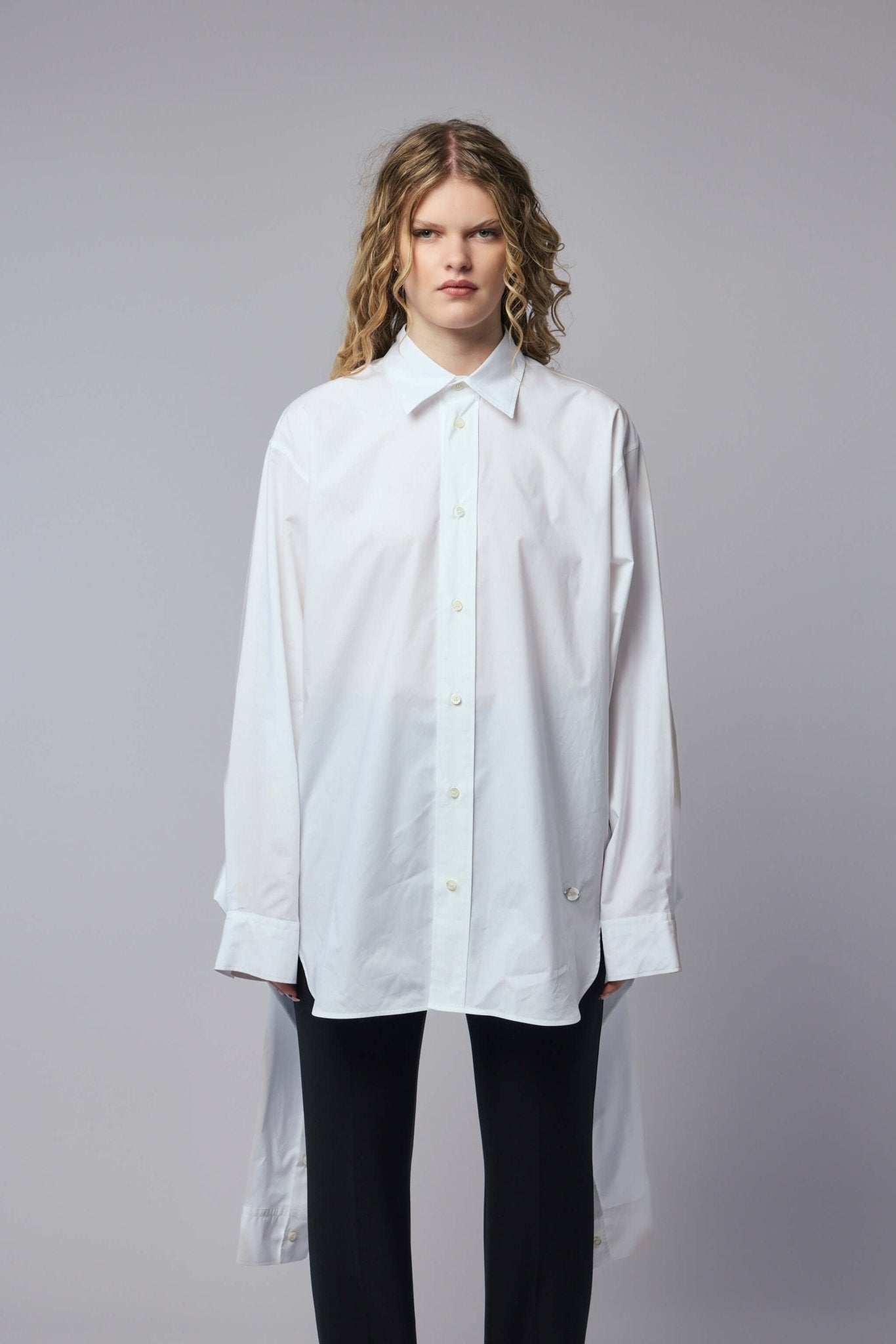 Jean Paul Gaultier - Oversize Shirt with Hood Sleeve Scarf Detail - LABELS