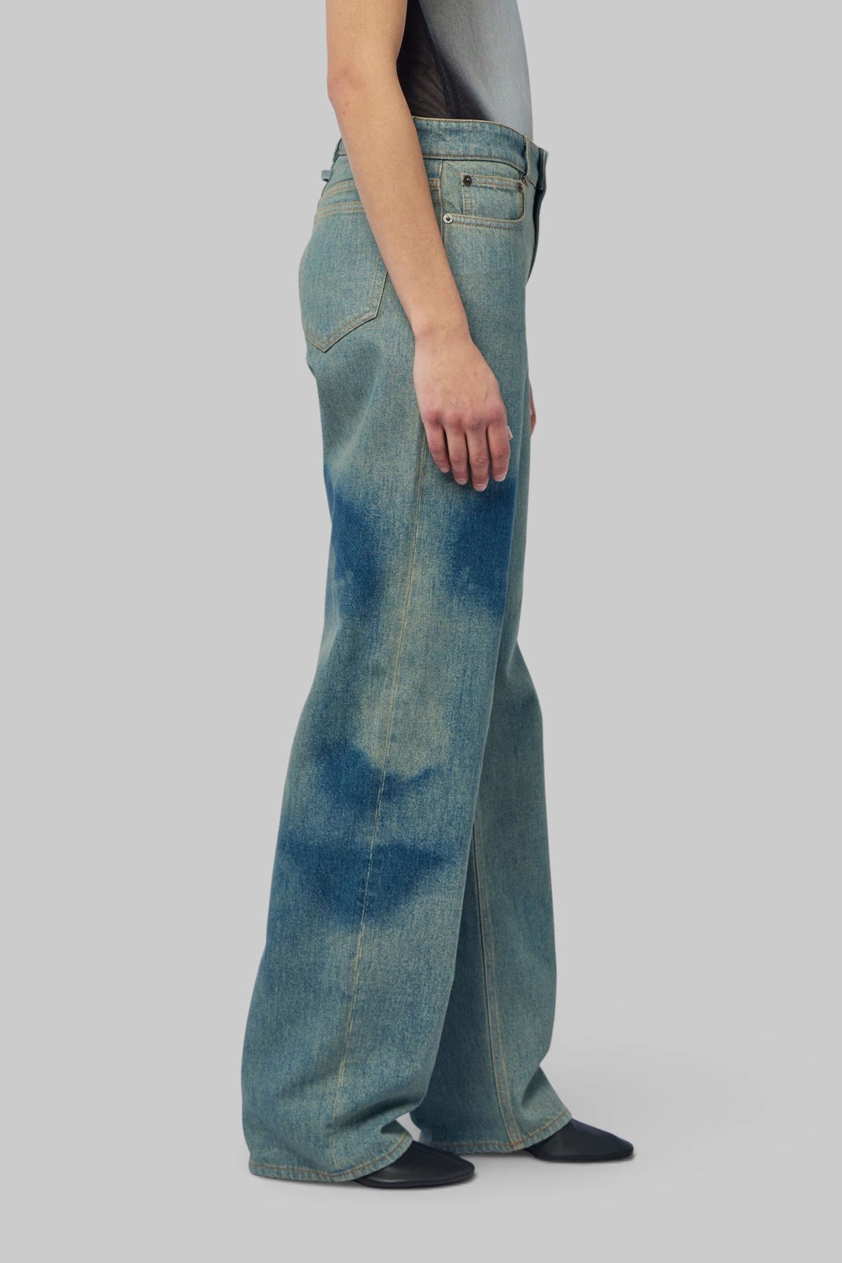 Jean Paul Gaultier - Straigth Leg Denim Pant With Face Print - LABELS