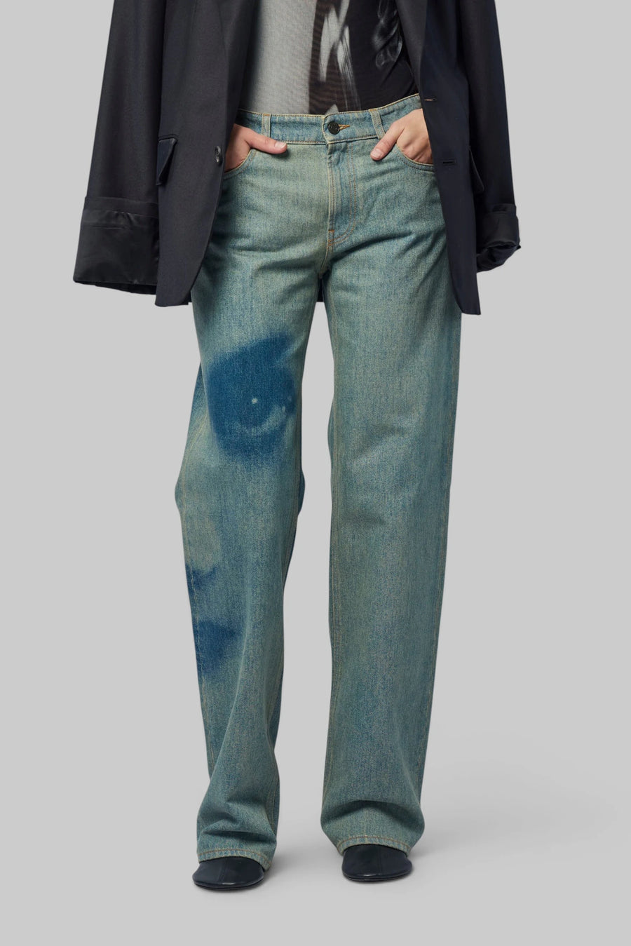 Jean Paul Gaultier - Straigth Leg Denim Pant With Face Print - LABELS