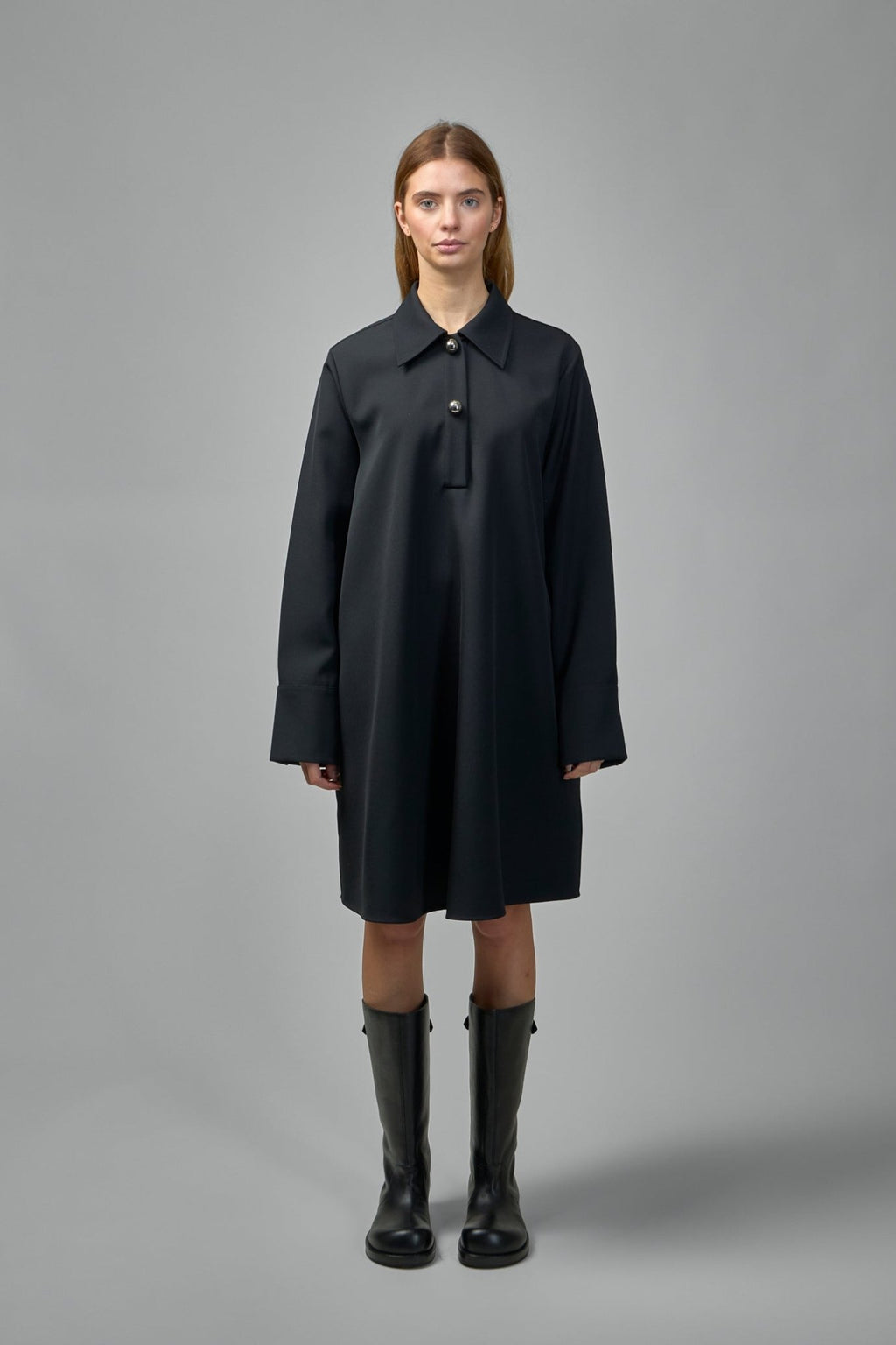 Jil Sander - Wool Gabardine Polo Dress - LABELS