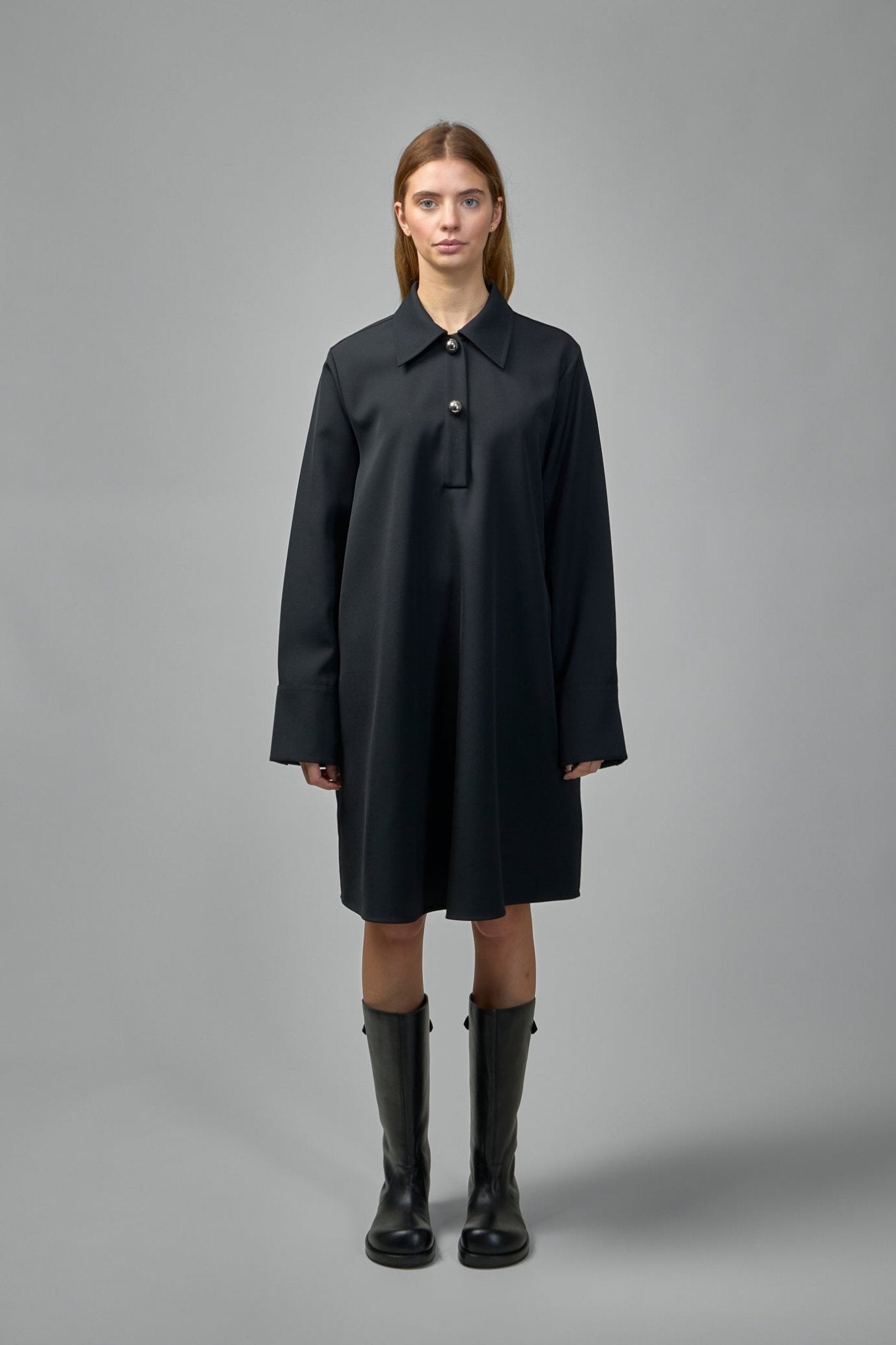 Jil Sander - Wool Gabardine Polo Dress - LABELS