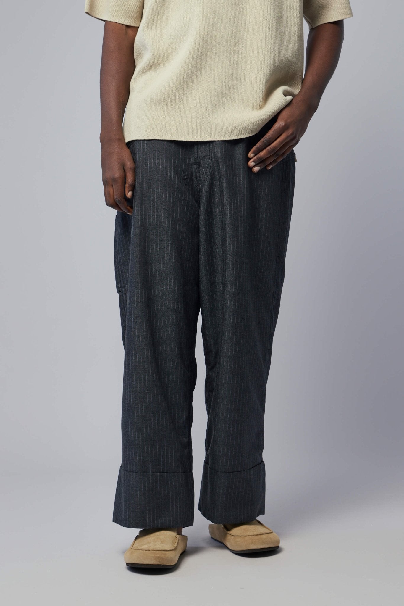 パンツ 96aw junya watanabe Leather pants M JUNYA WATANABE | FAUX FUR & LEATHER FLARED PANTS