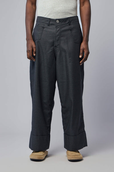 Wide-Leg Pinstripe Pants