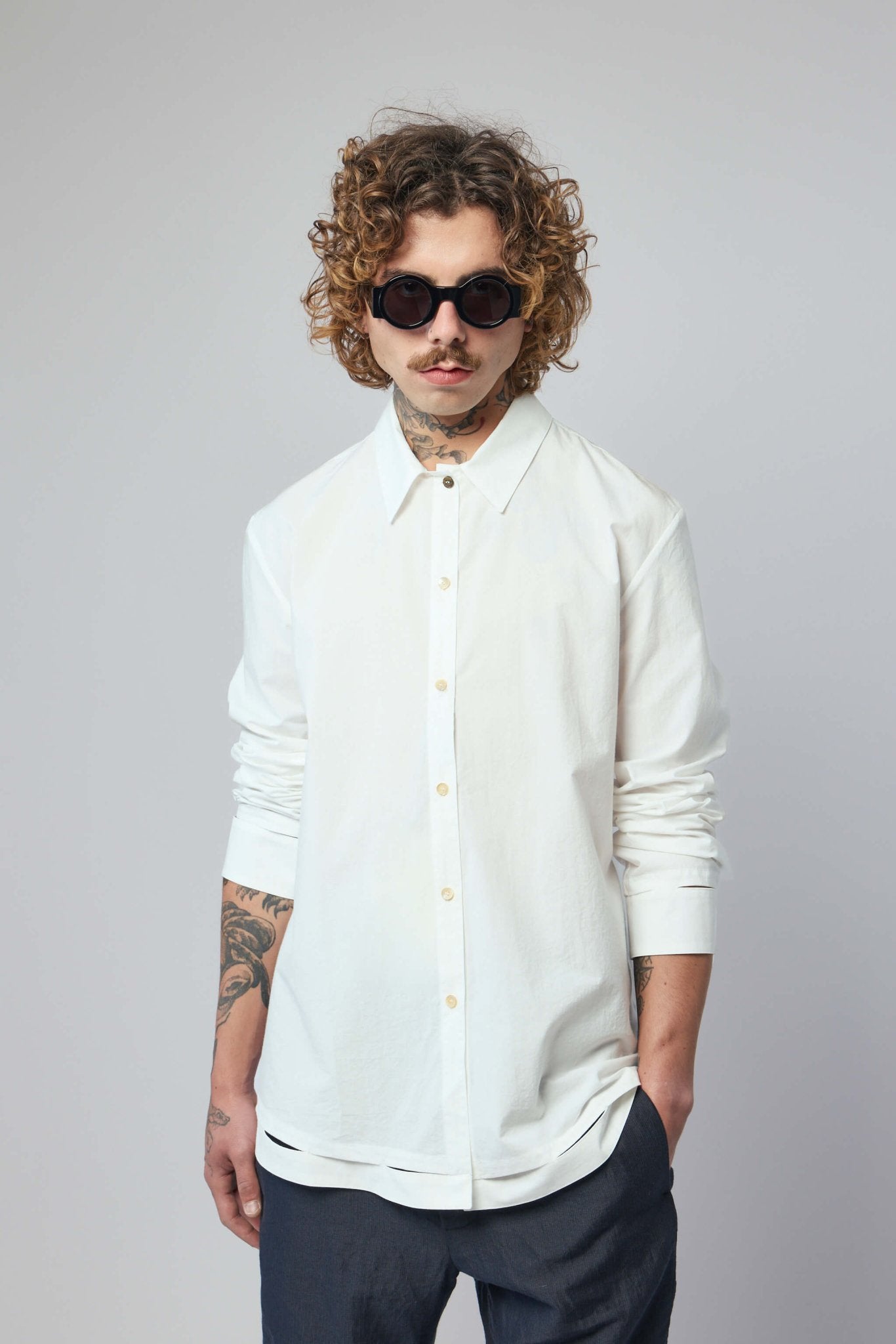 K'Ang - Men's Detachable Hand Stitched Hem Shirt - LABELS