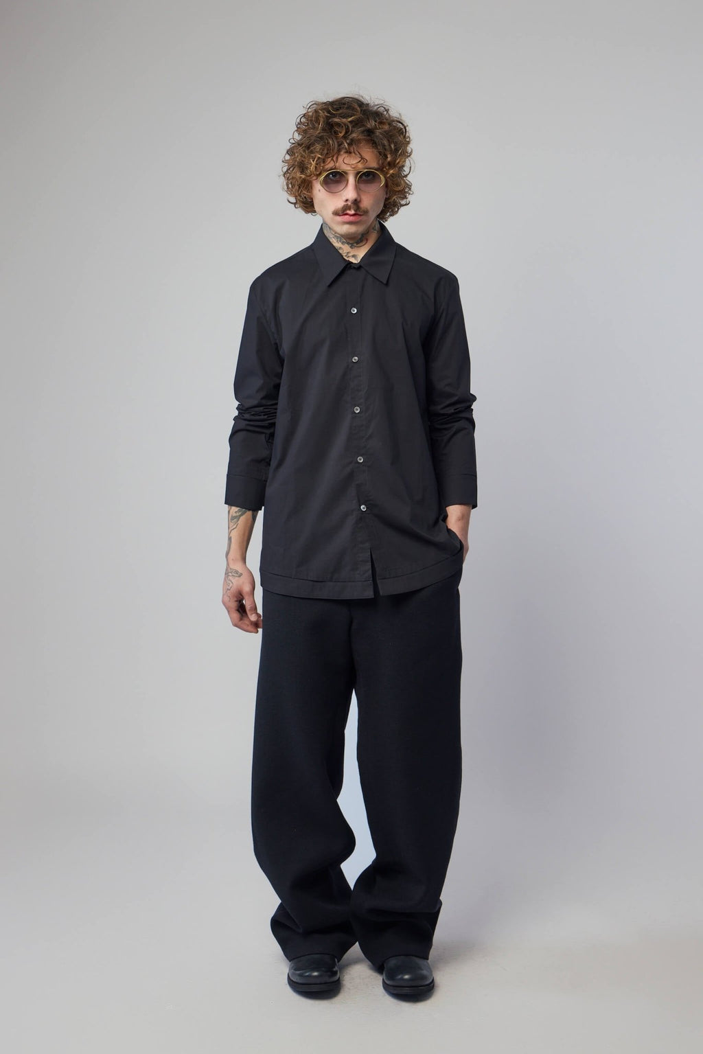 K'ANG - Mens Mid Fit Shirt With Hand - stitched Hem Border - LABELS