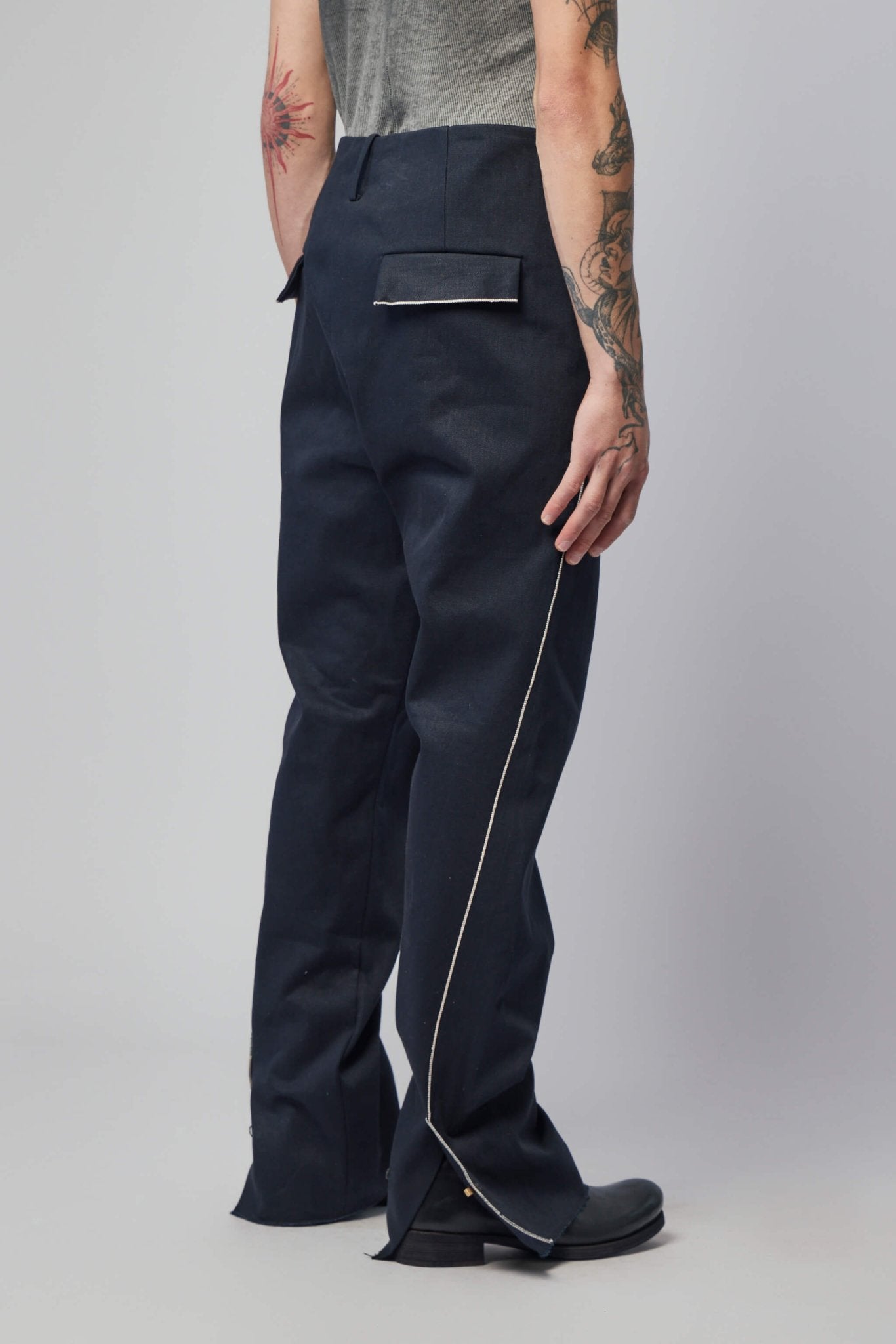 K'Ang - Men's Purgatory Selvedge - line Trousers With 925 Silver Hook Closer - LABELS