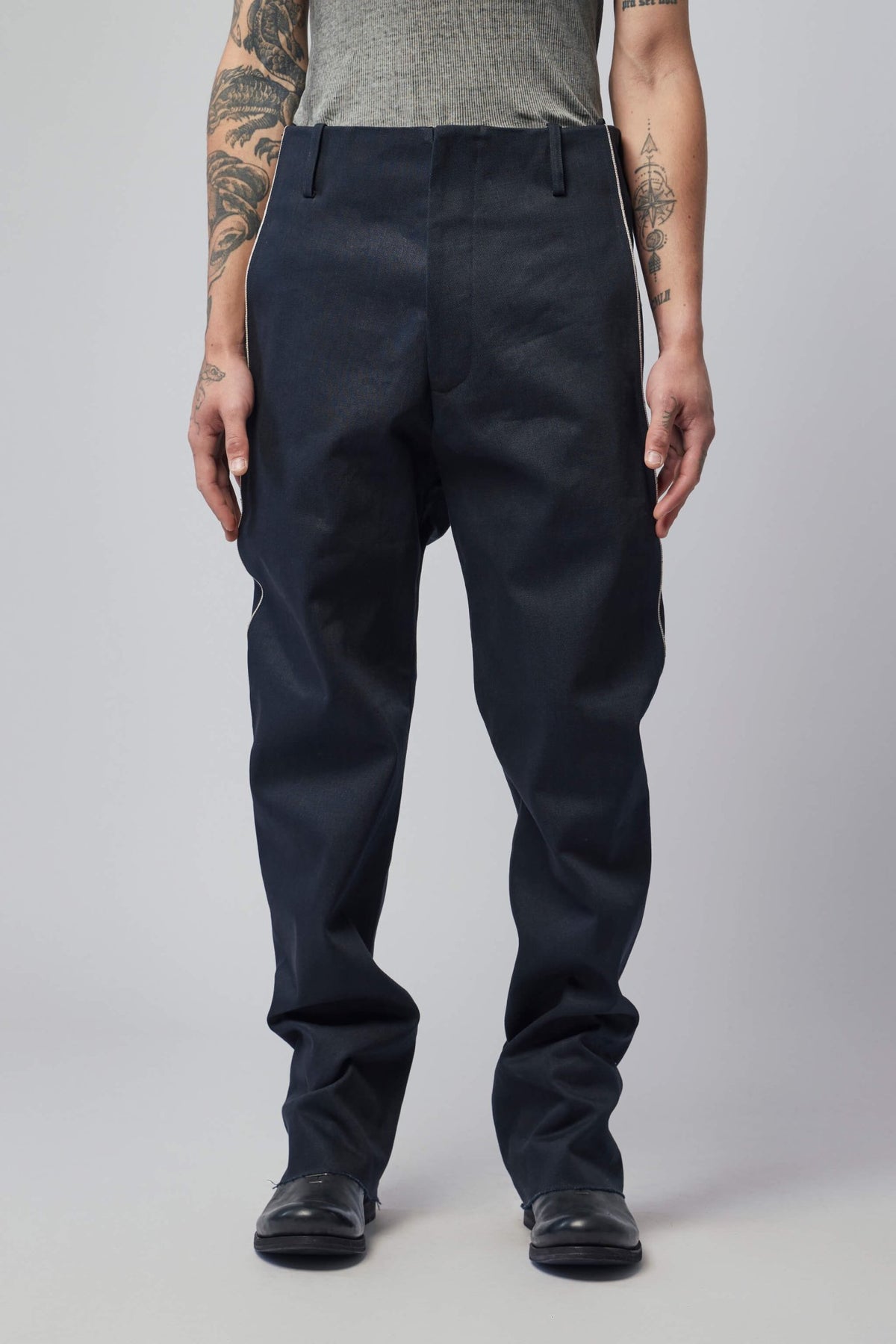 K'Ang - Men's Purgatory Selvedge - line Trousers With 925 Silver Hook Closer - LABELS