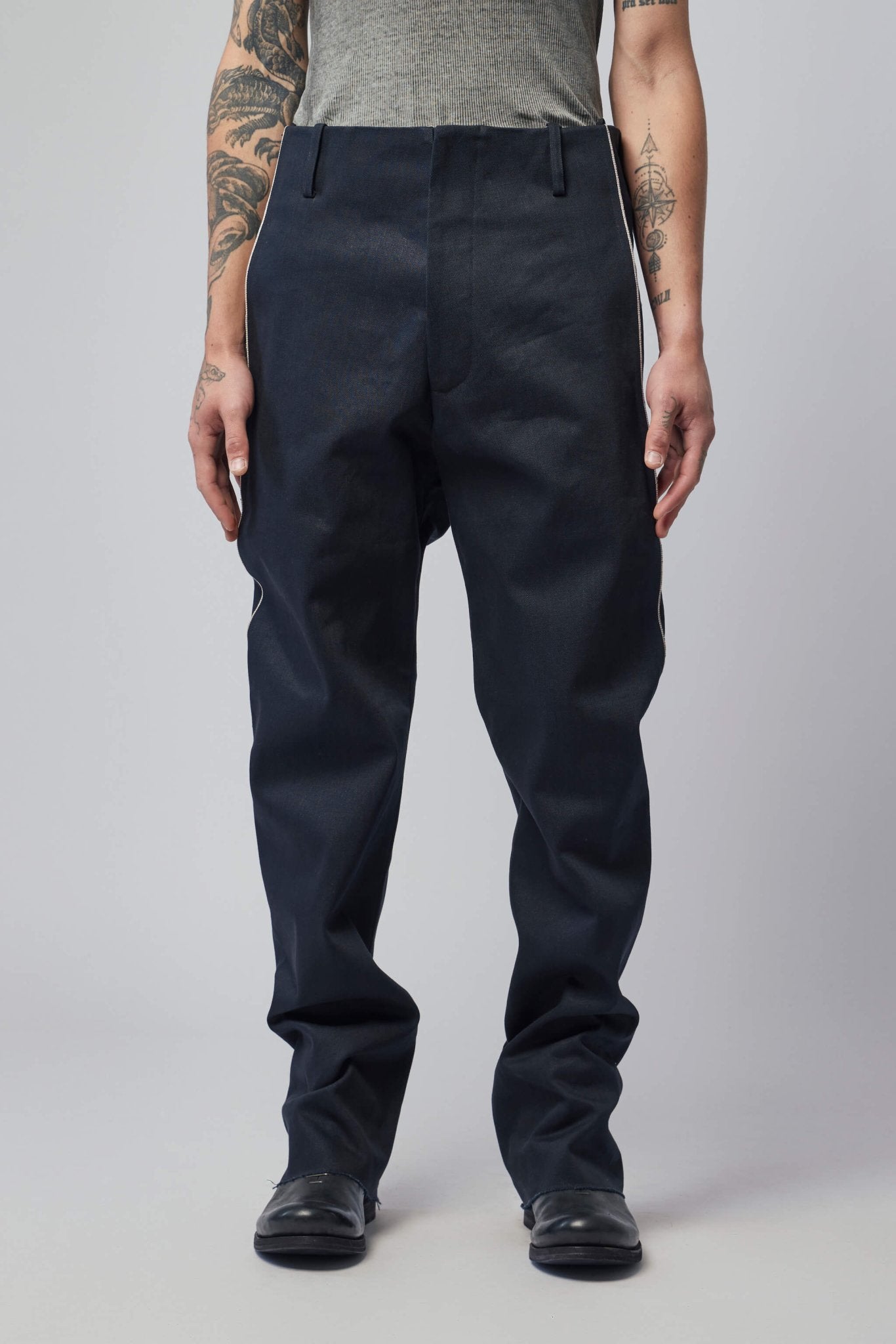 K'Ang - Men's Purgatory Selvedge - line Trousers With 925 Silver Hook Closer - LABELS