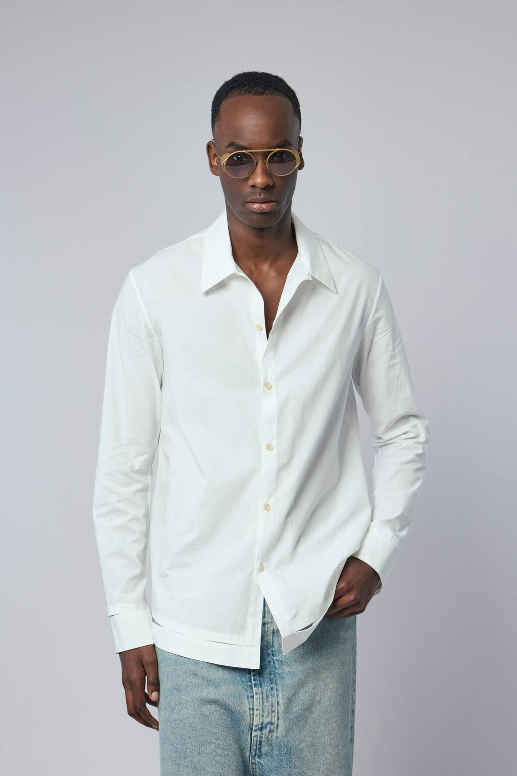 K'ANG - Mid Fit Shirt with Hand - stitched Hem Border - LABELS