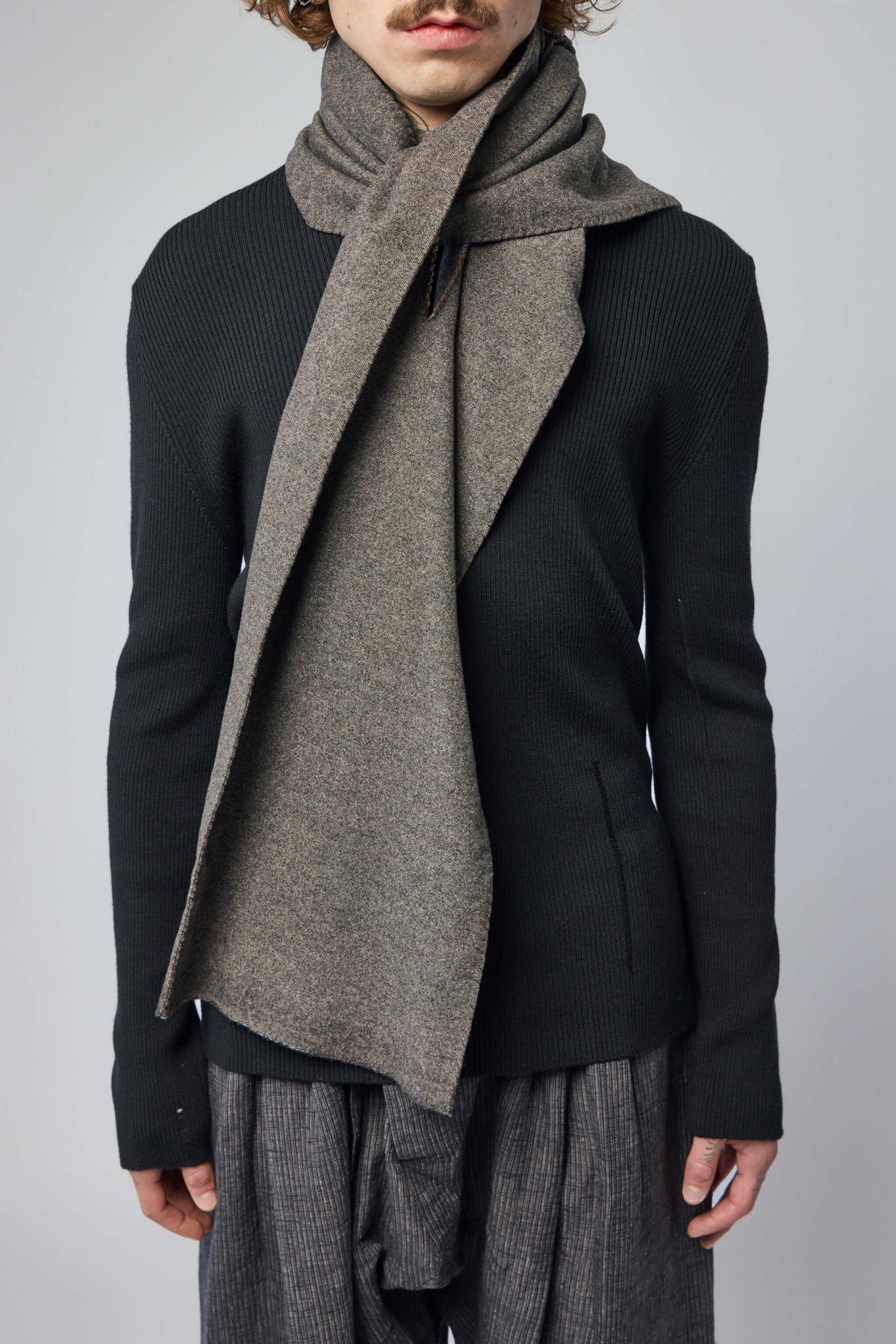 Full view of K'ANG wool balaclava showcasing elegant contemporary design