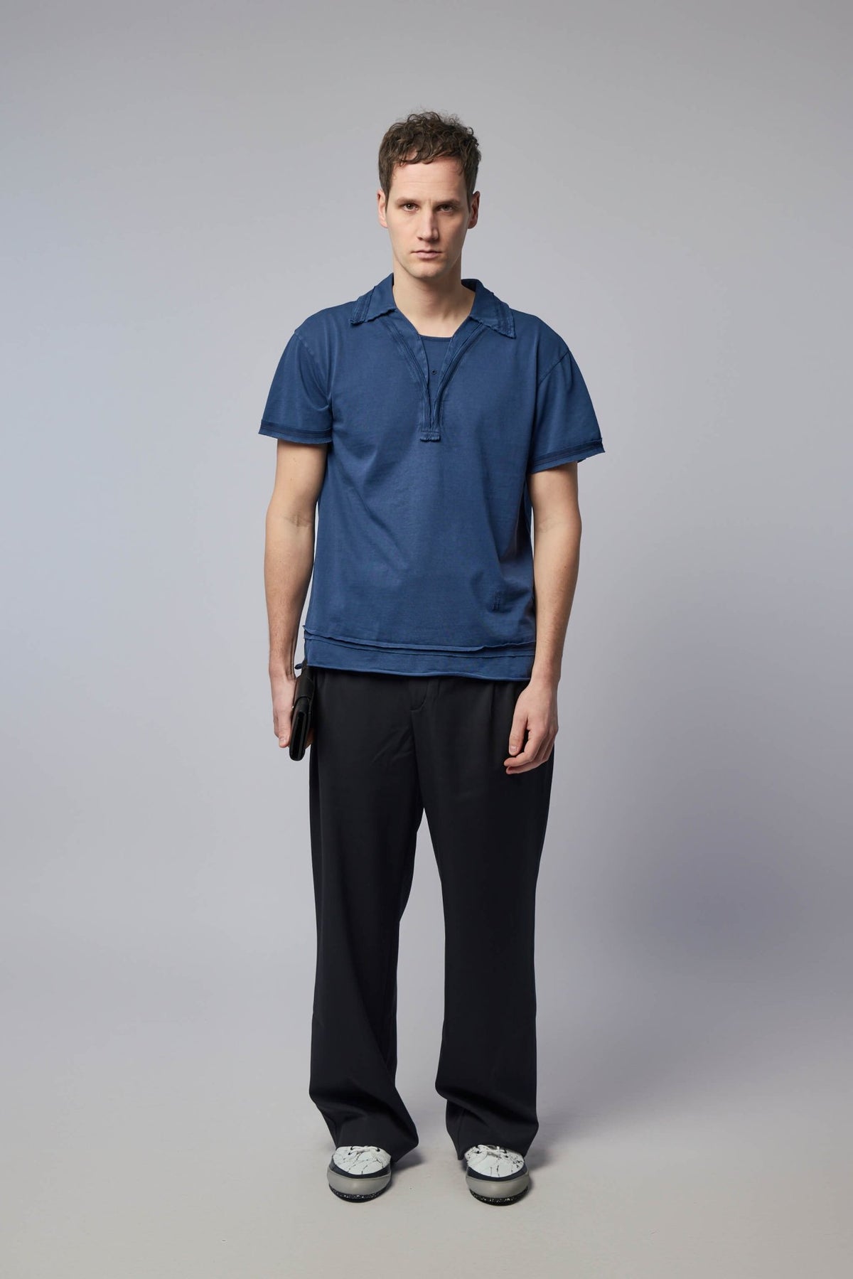 Full-length view of Minna gathered trousers styling