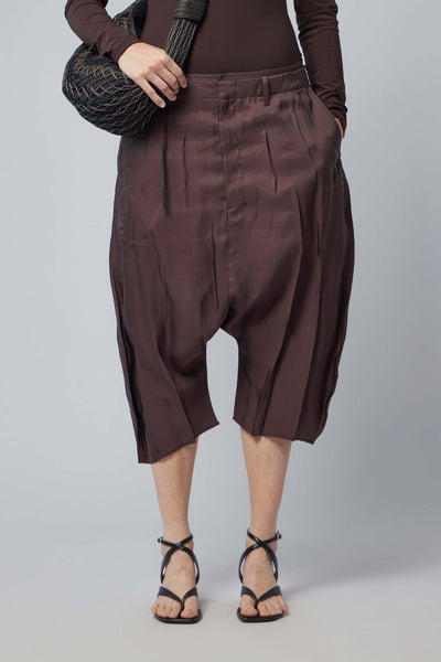 Creased Dropped Crotch Bermudas