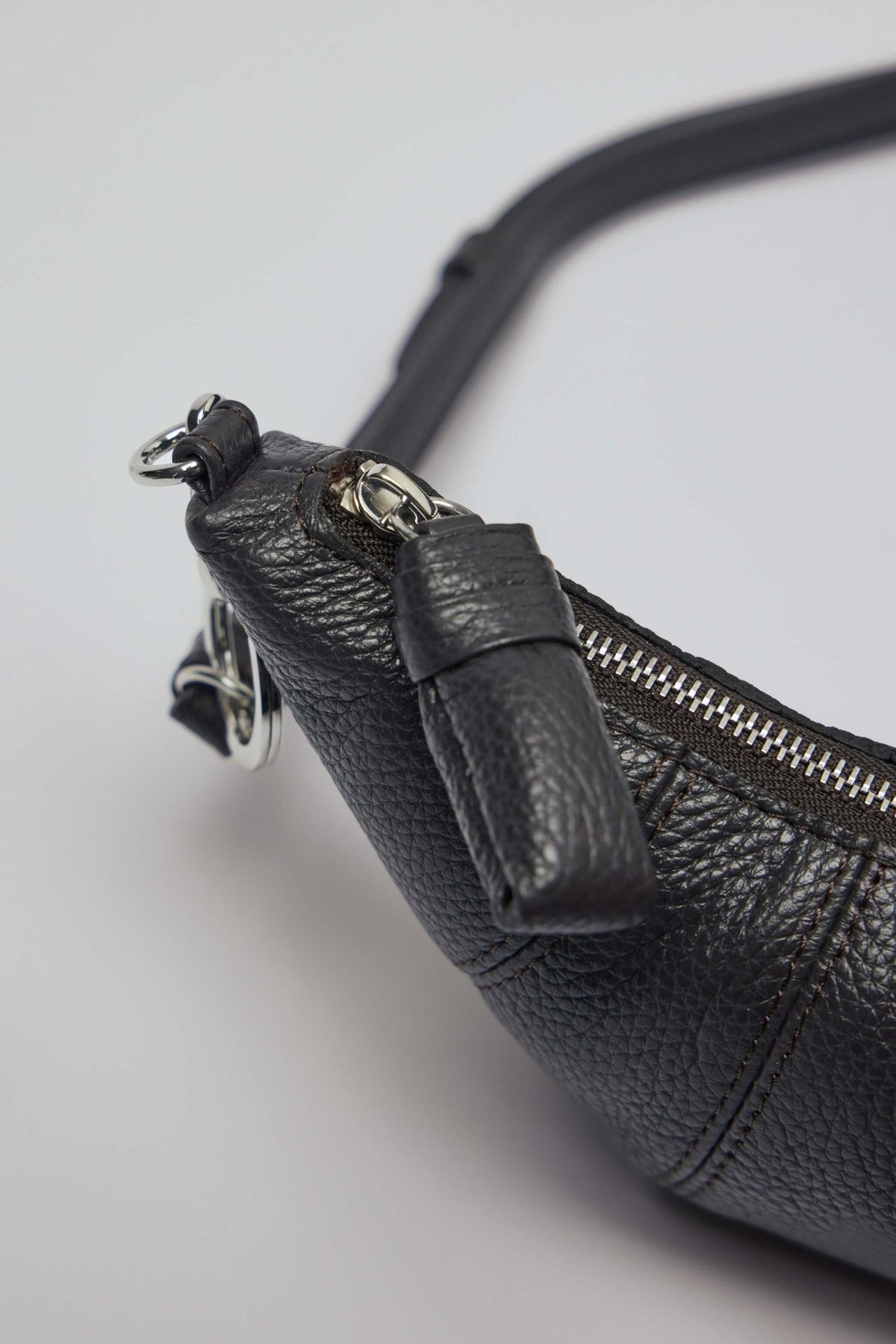 Interior view displaying cotton lining and zipper closure