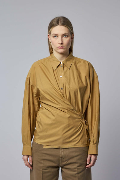 Straight Collar Twisted Shirt
