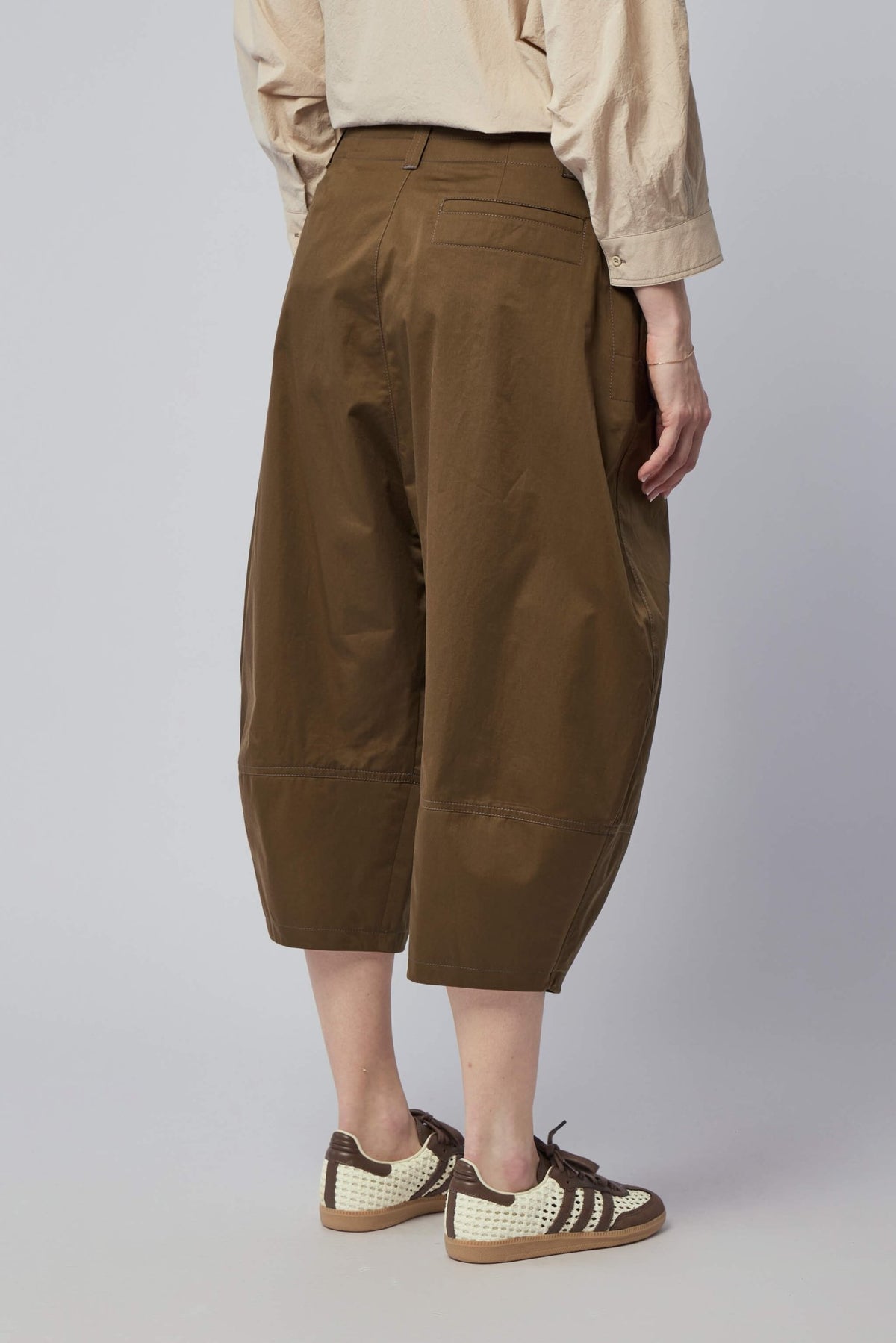 Fabric detail of premium cotton construction on Lemaire bermudas
