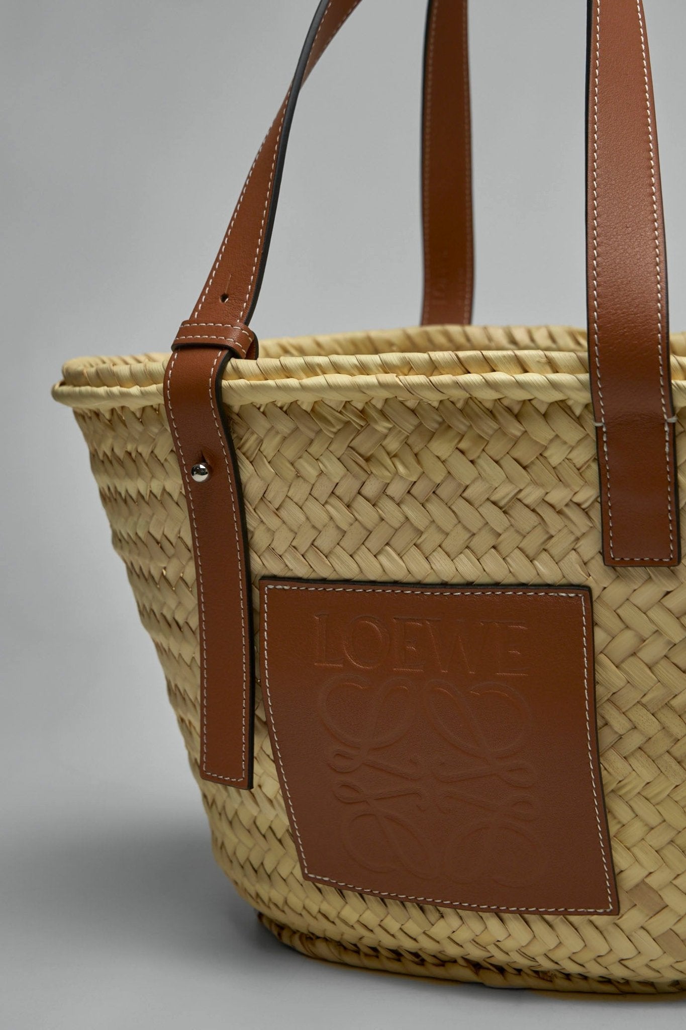 Loewe - Basket Bag in Palm Leaf and Calfskin - LABELS