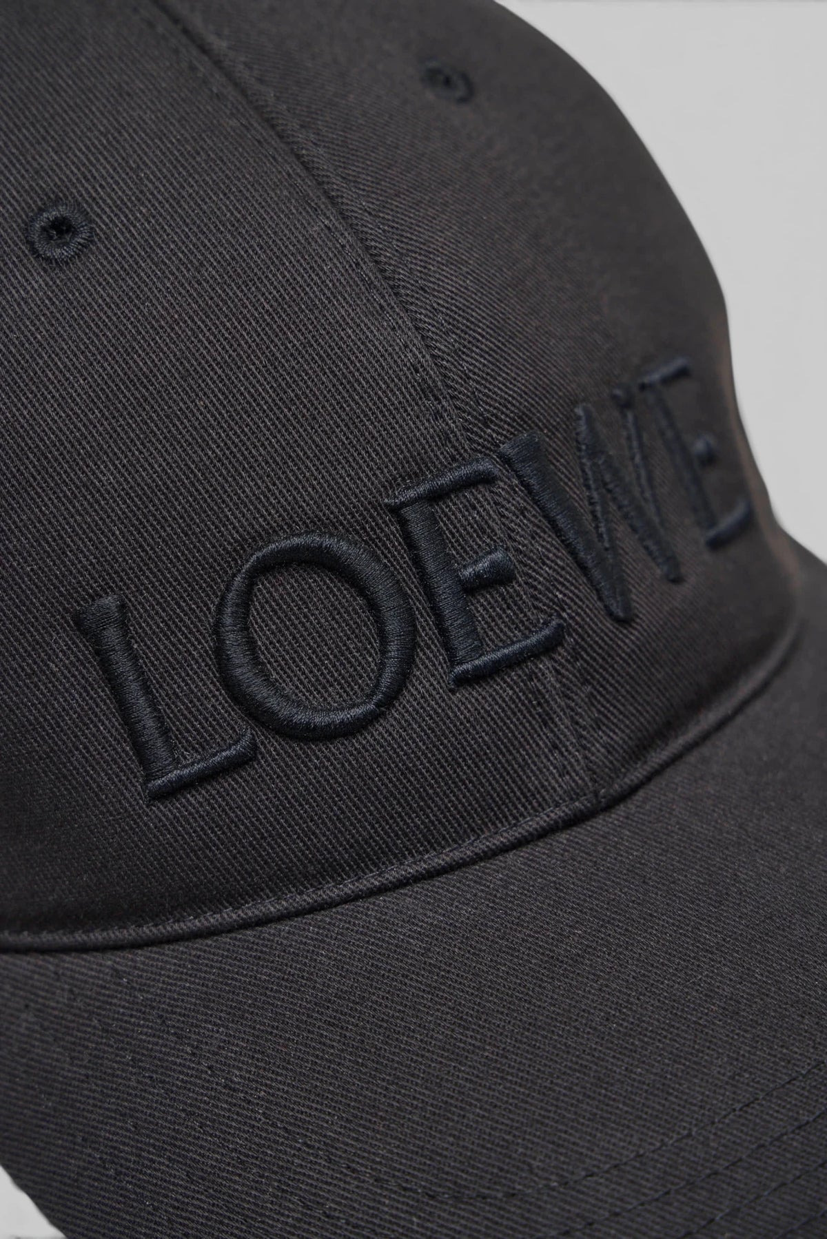 Loewe Cap detail shot showing cotton fabric texture