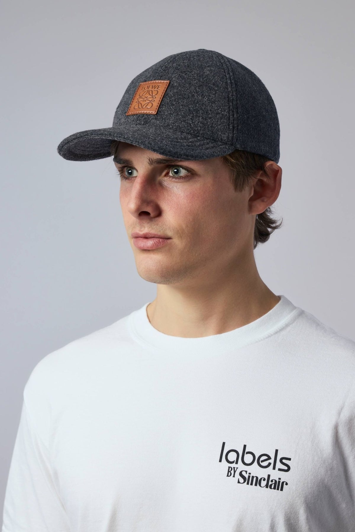 Structured Loewe cap showing curved brim and six-panel construction