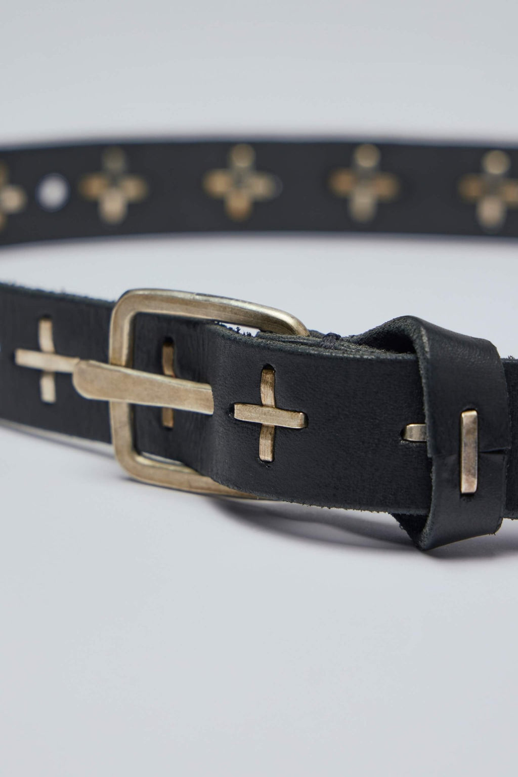 M.A+ Maurizio Amadei - "+' Studded Q Buckle Med Belt - LABELS
