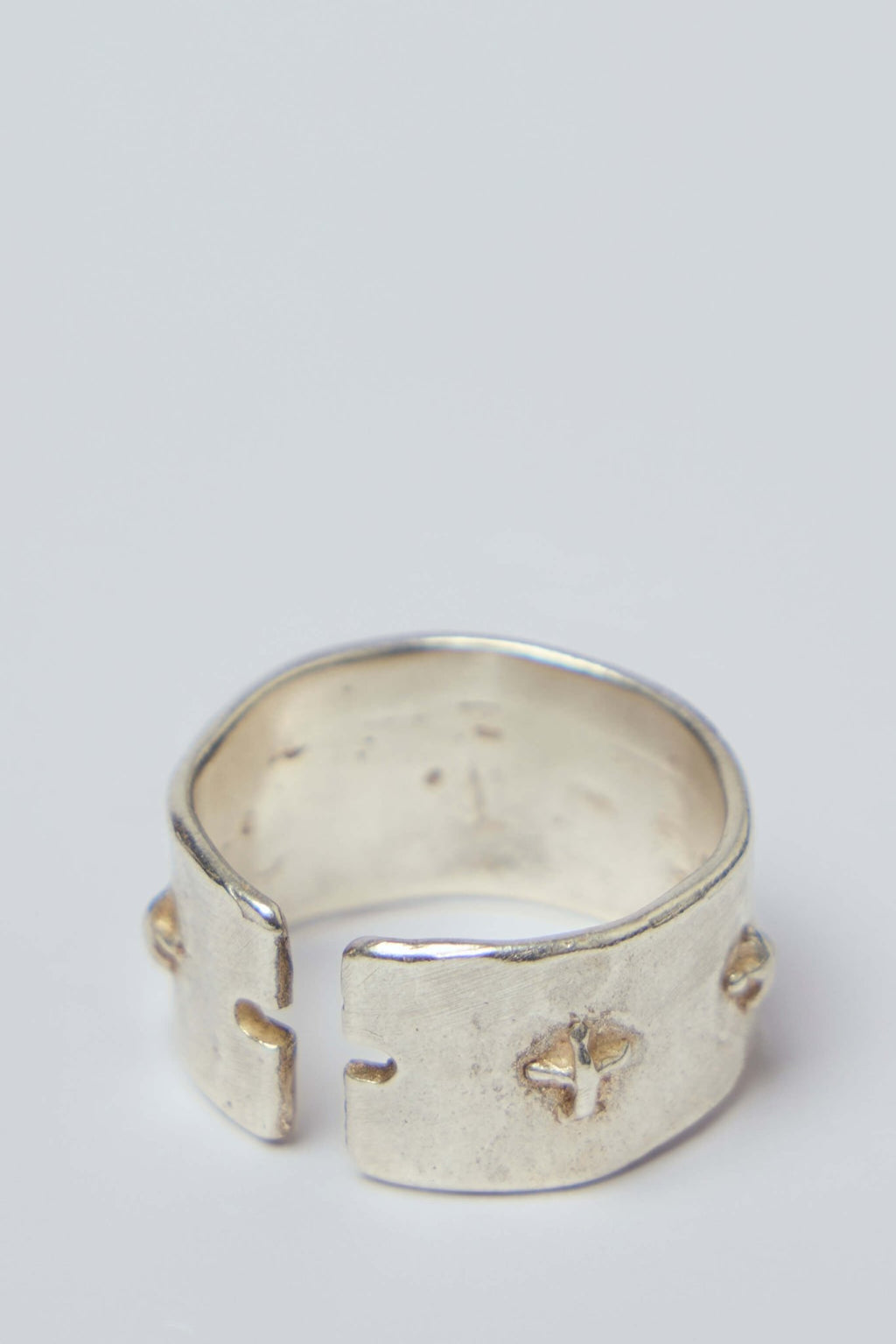 M.A+ Maurizio Amadei - Thick Silver Stitched Multiple Cross Ring - LABELS