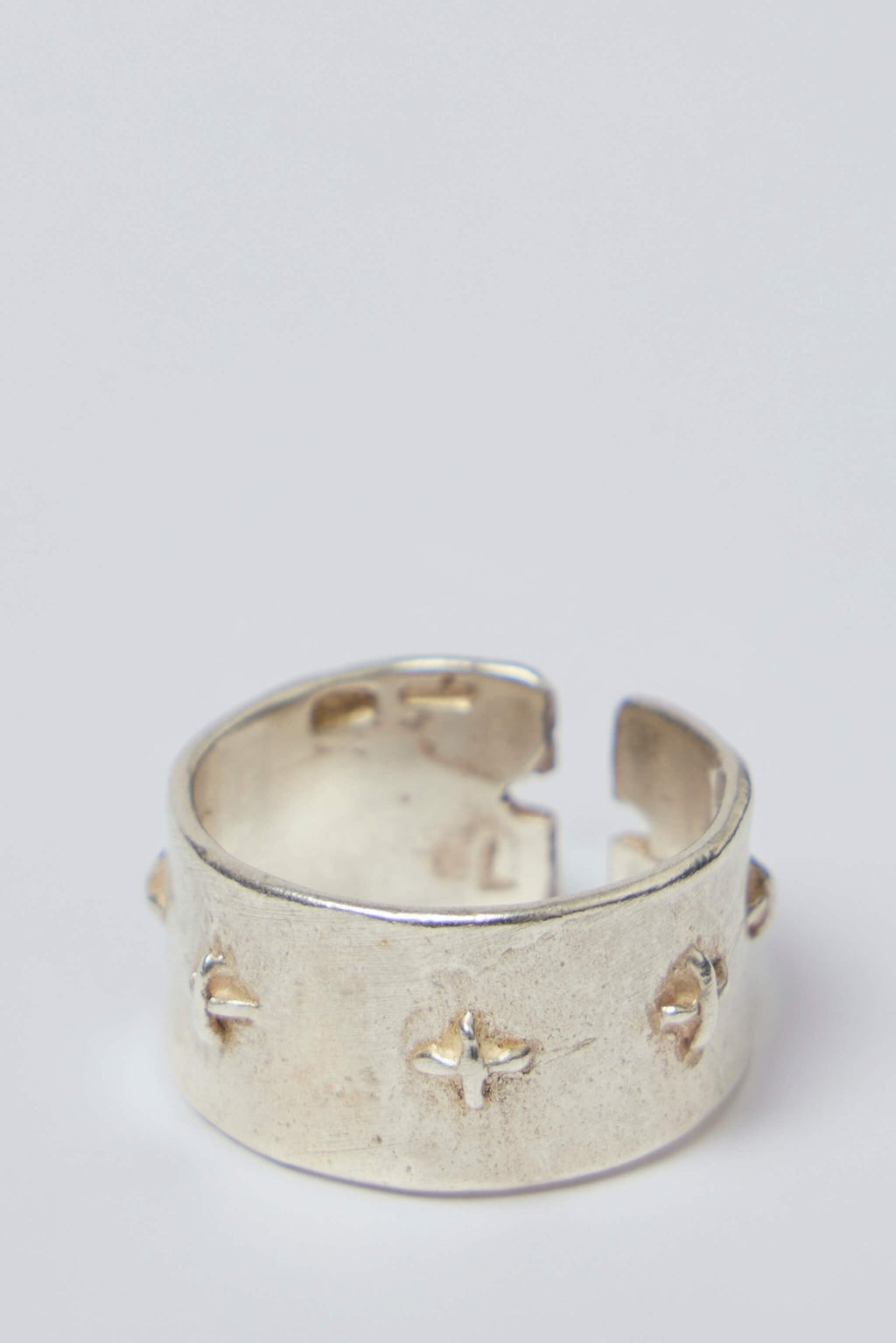 M.A+ Maurizio Amadei - Thick Silver Stitched Multiple Cross Ring - LABELS