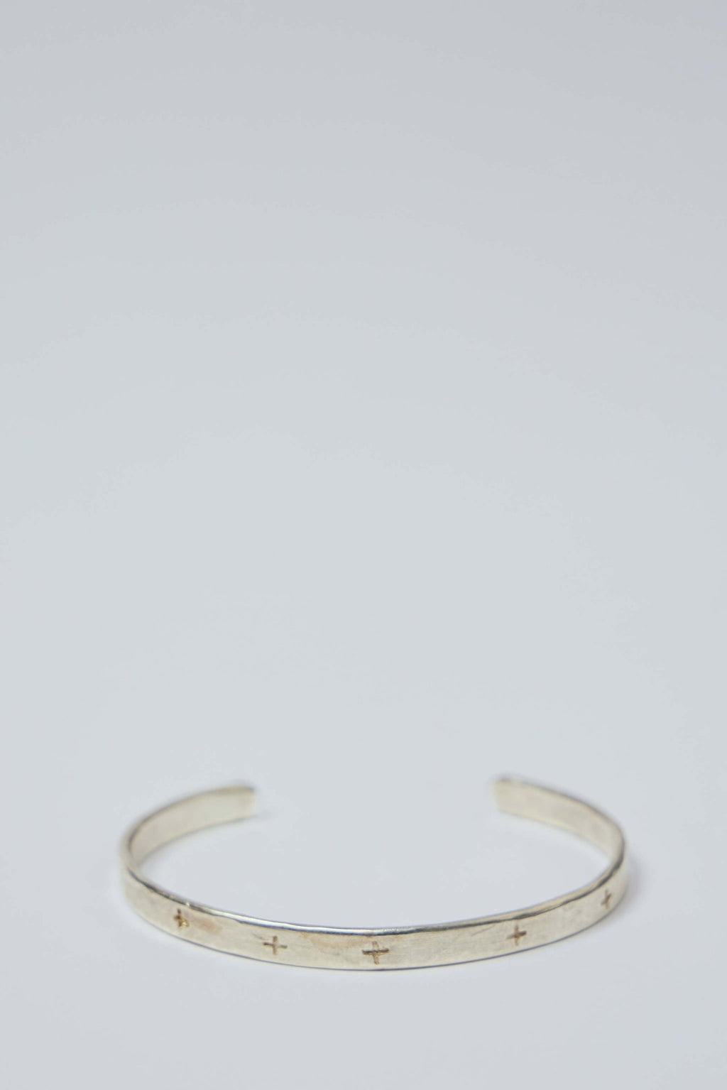 M.A+ Maurizio Amadei - Thin Cross Carved Silver Bracelet - LABELS