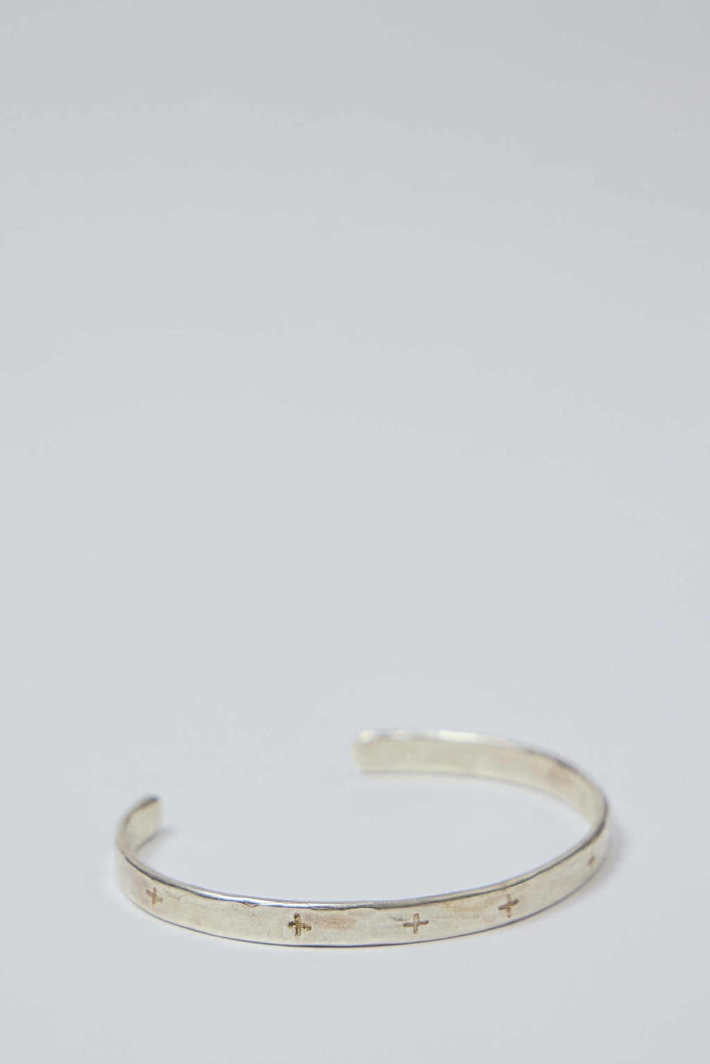 M.A+ Maurizio Amadei - Thin Cross Carved Silver Bracelet - LABELS