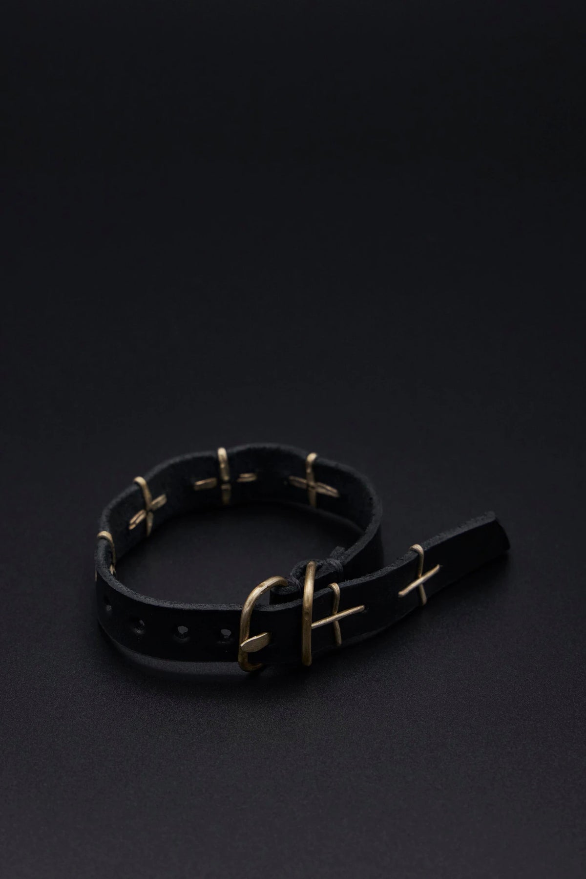M.A+ Maurizio Amadei - Thin Silver Cross Studded Wrist Band - LABELS