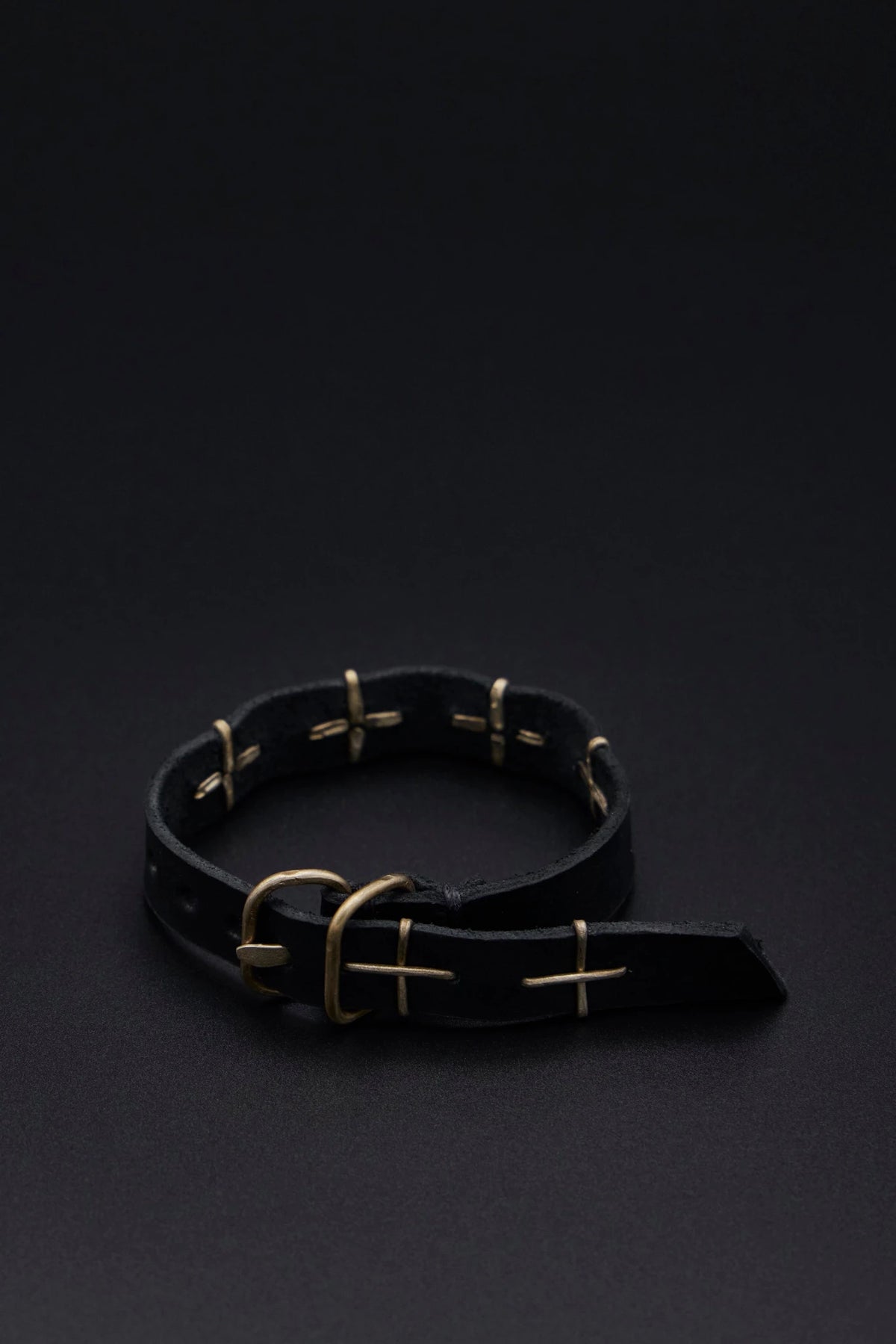 M.A+ Maurizio Amadei - Thin Silver Cross Studded Wrist Band - LABELS