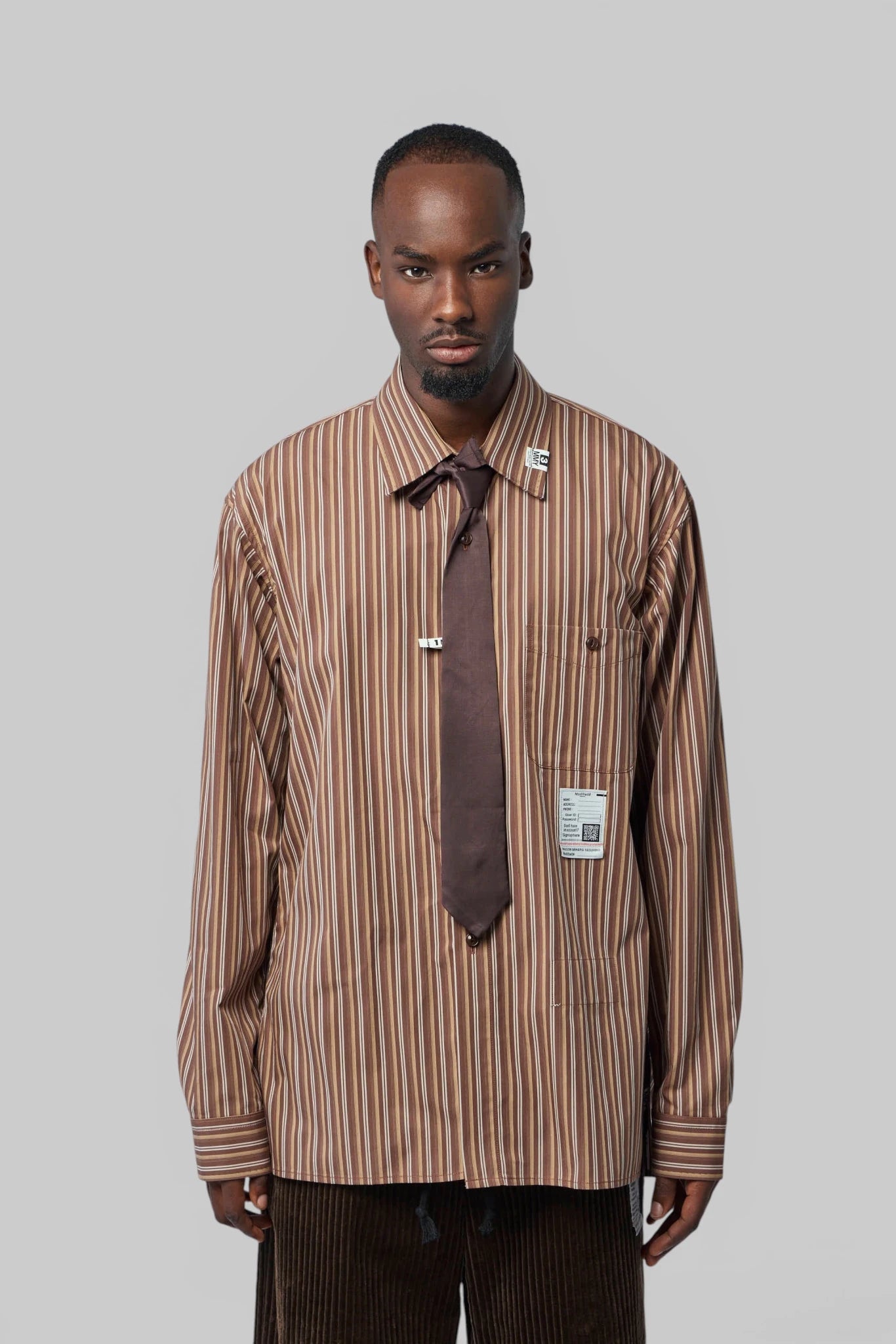 Maison Mihara Yasuhiro striped cotton shirt back view