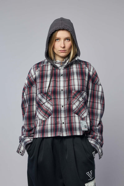 Hoodie Combine Checkered Shirt