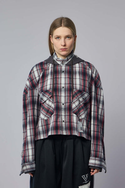 Hoodie Combine Checkered Shirt