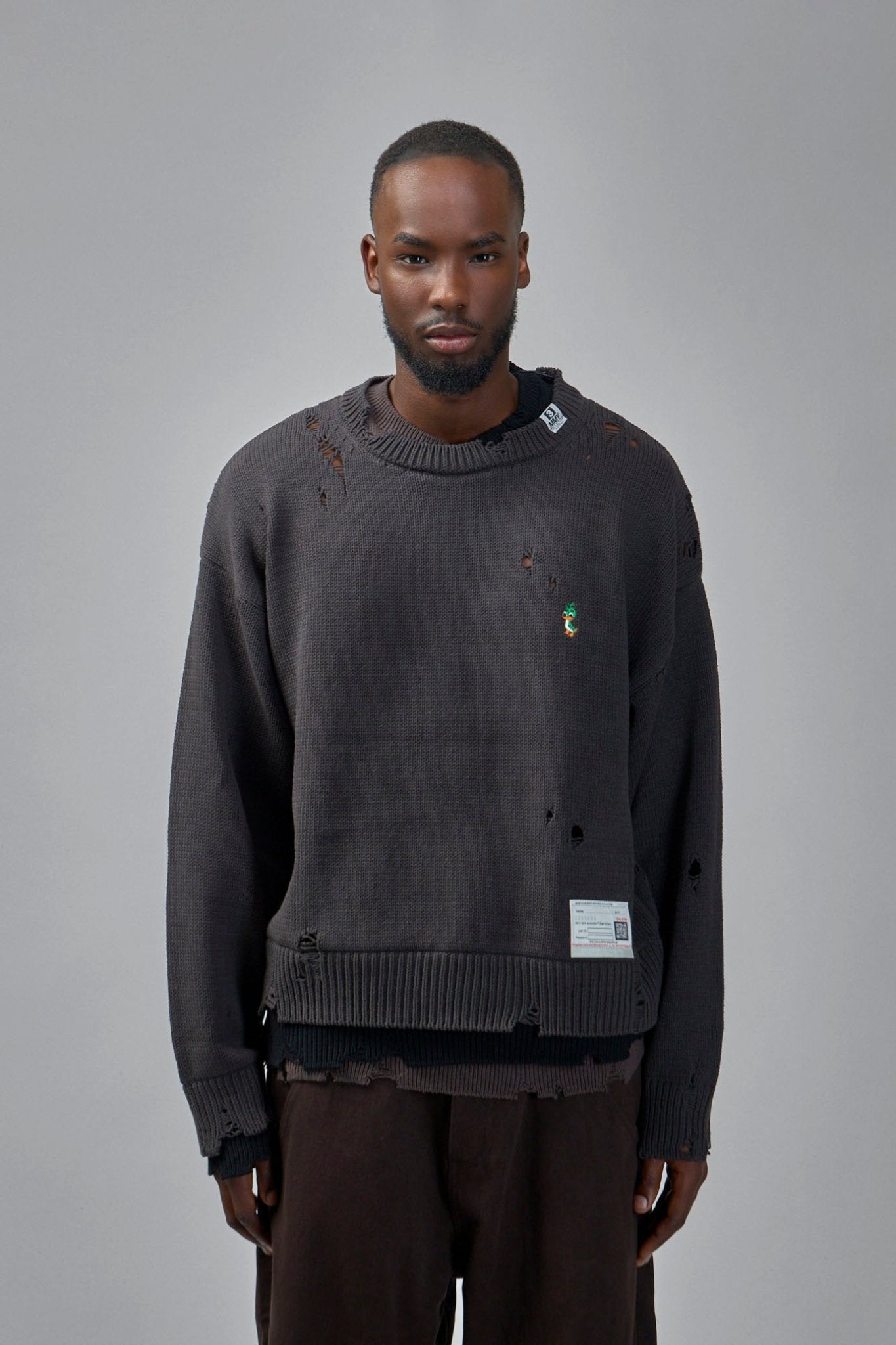 Maison Mihara Yasuhiro Layered Knit Pullover in Black - LABELS