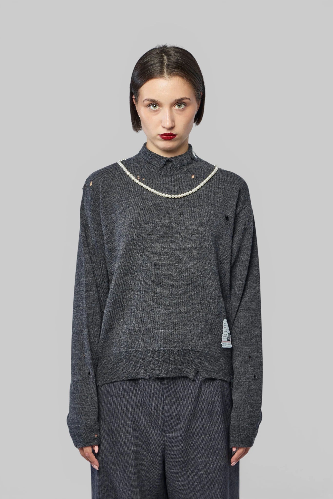 Maison Mihara Yasuhiro - Pearl Distressed Knit LS Pullover - LABELS