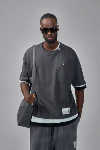 トップス 2010s mihara yasuhiro layerd t-shirt Maison MIHARA YASUHIRO Gray Triple Layered T-shirt Maison MIHARA