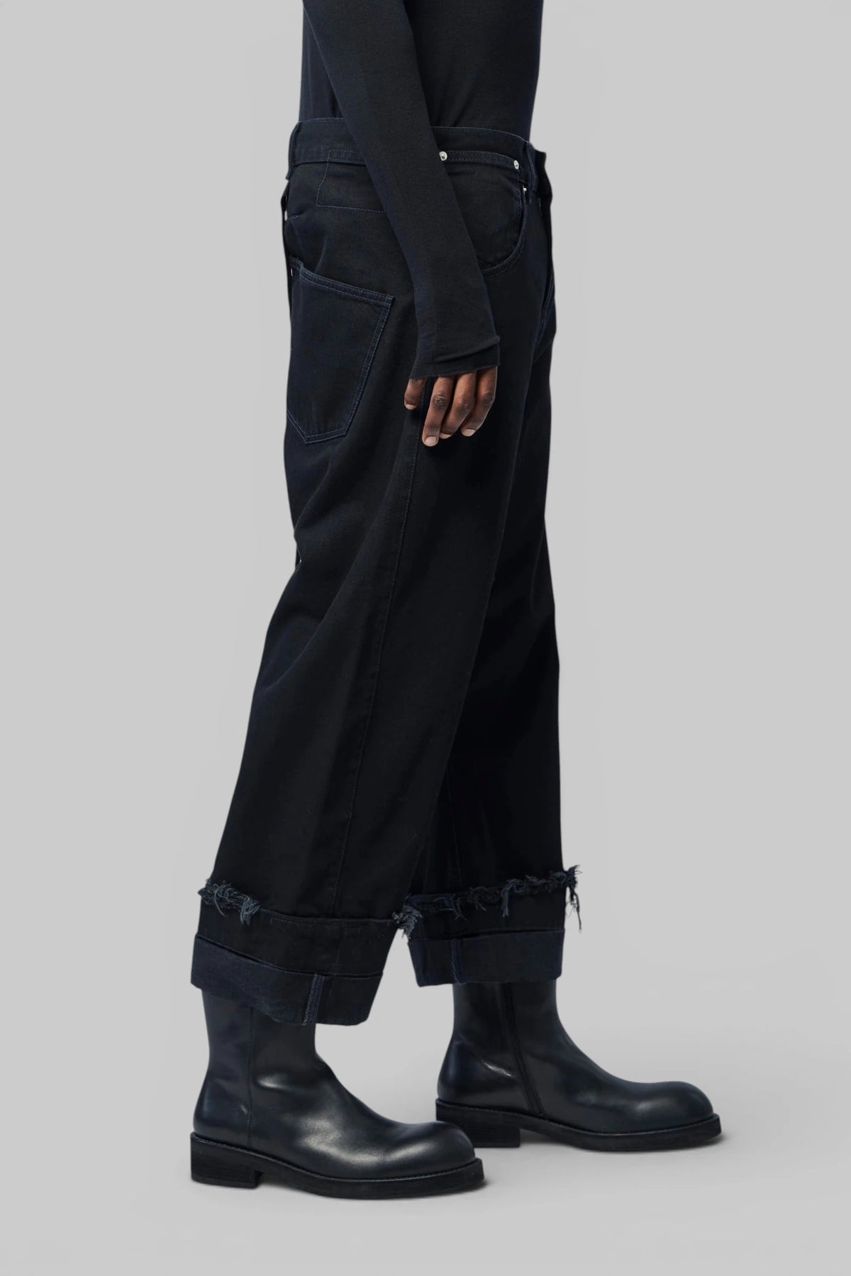 Marina Yee Wide-Leg Jeans back view with five-pocket styling