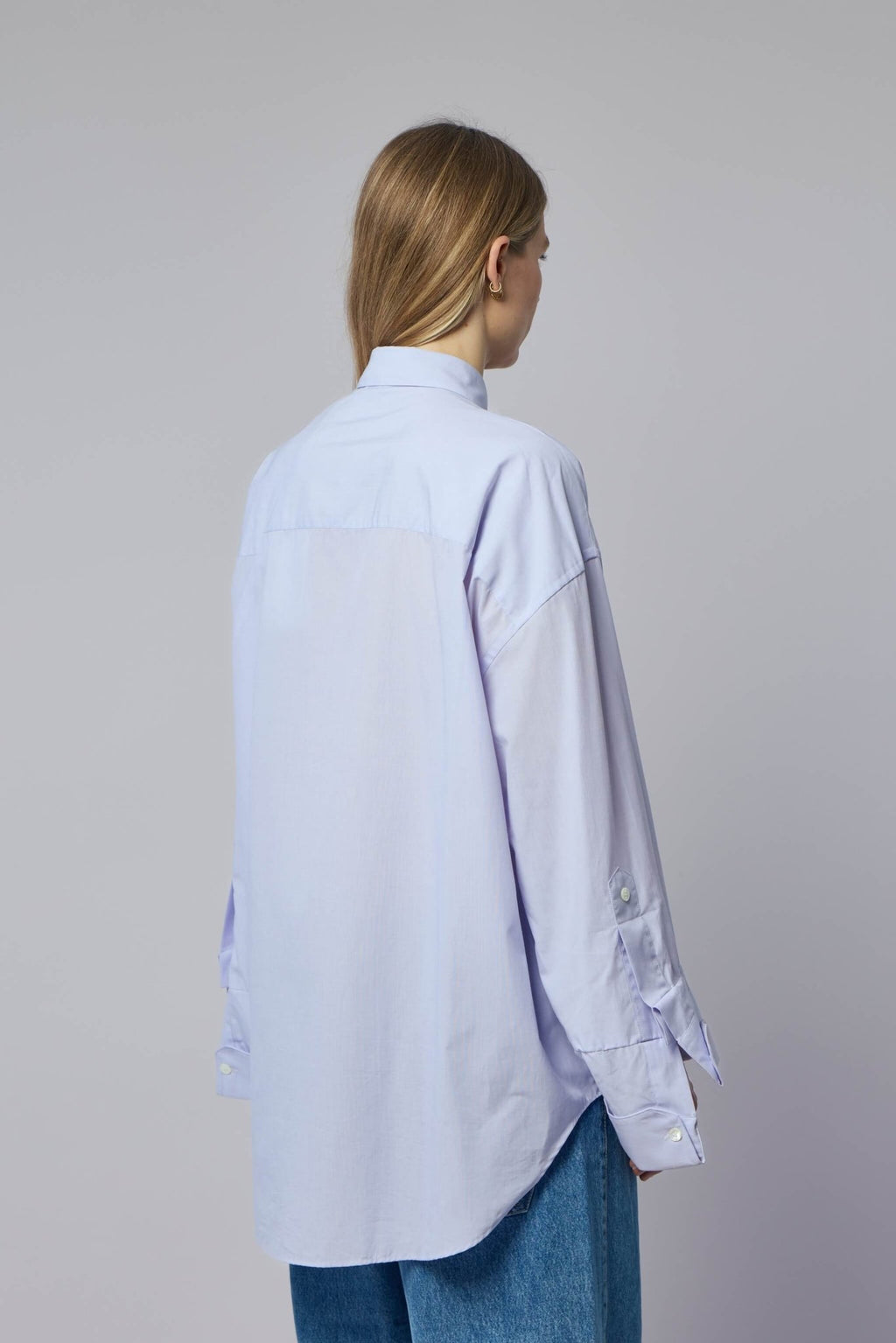 Marina Yee - Oversized Shirt - LABELS — Detail shot of cuff buttons and sleeve construction