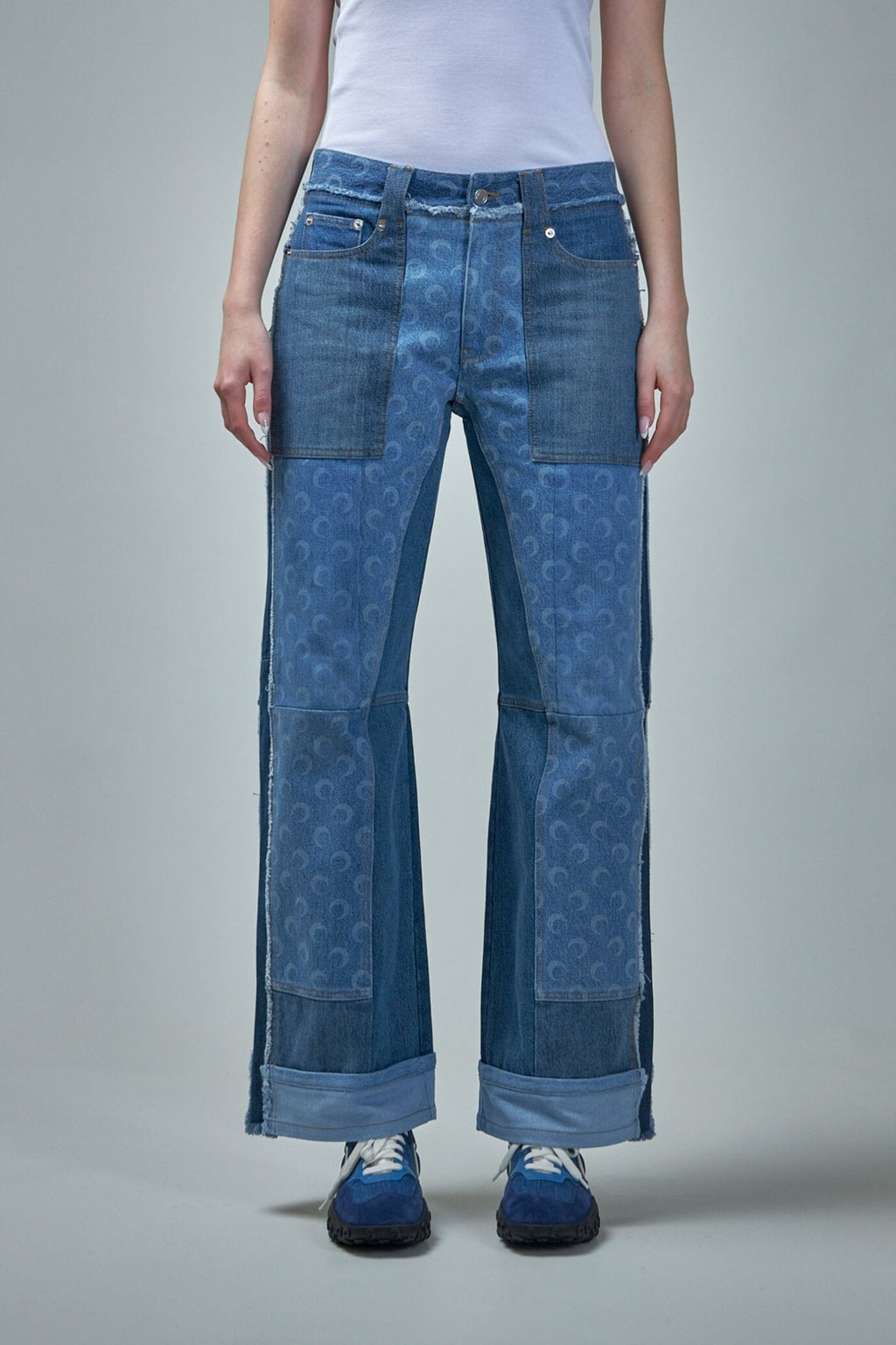 Marine Serre - Regenerated Denim Straight Leg Pants - LABELS