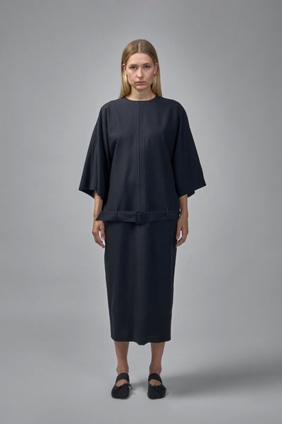 Gathered Short-sleeve Maxi Dress