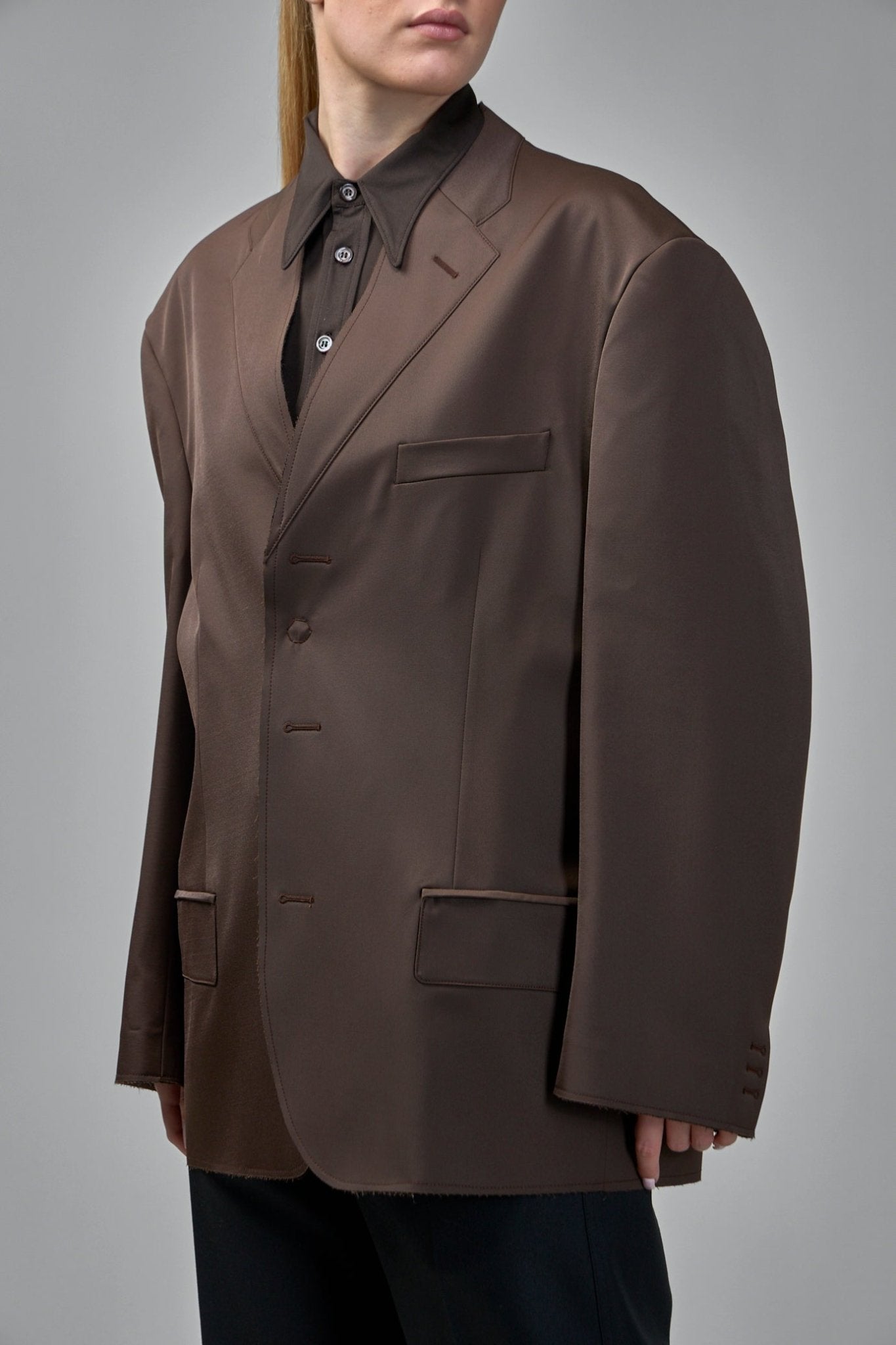 MM6 Margiela Blazers - One-piece Brown Satin Blazer – LABELS