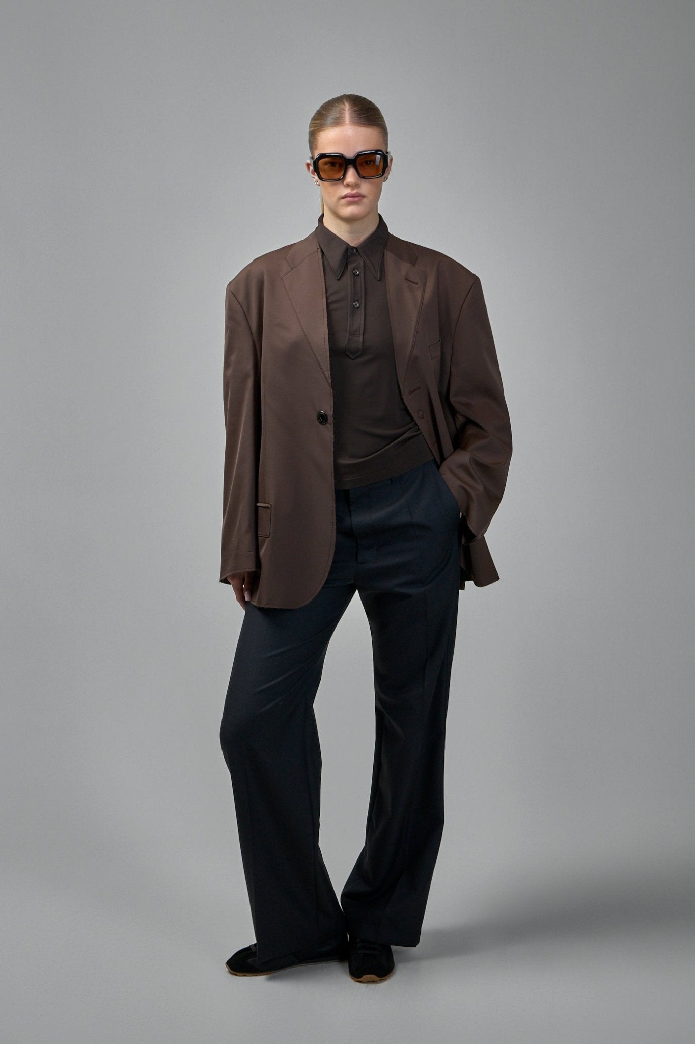 MM6 Margiela Blazers - One-piece Brown Satin Blazer – LABELS
