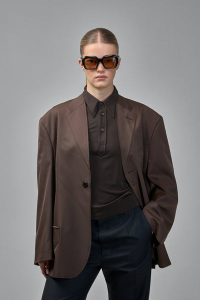 Single-breasted Jacket with Raw-cut Edges