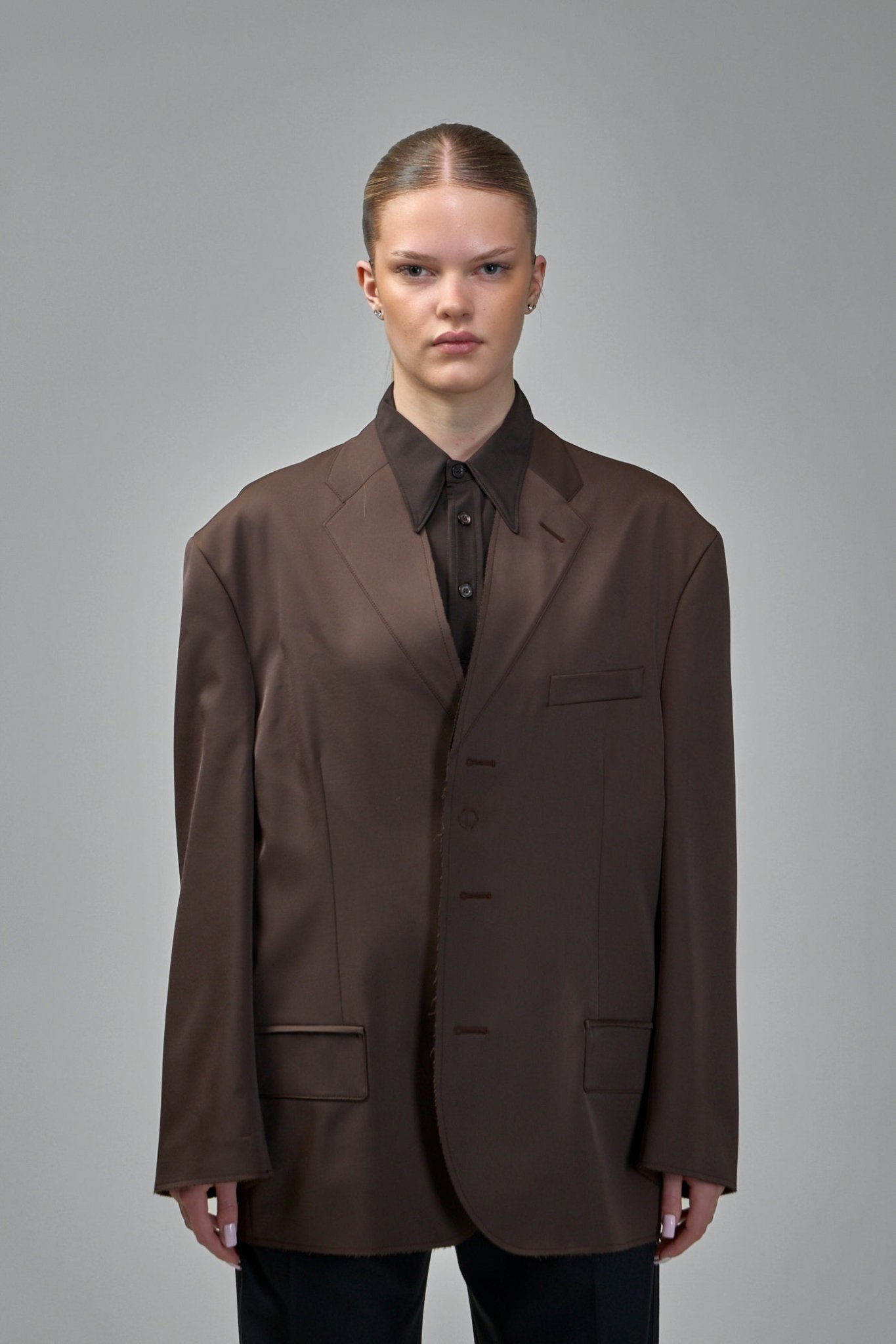 MM6 Margiela Blazers - One-piece Brown Satin Blazer – LABELS