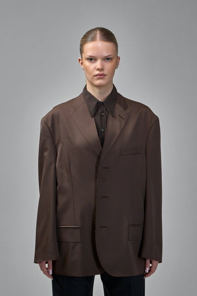 Single-breasted Jacket with Raw-cut Edges